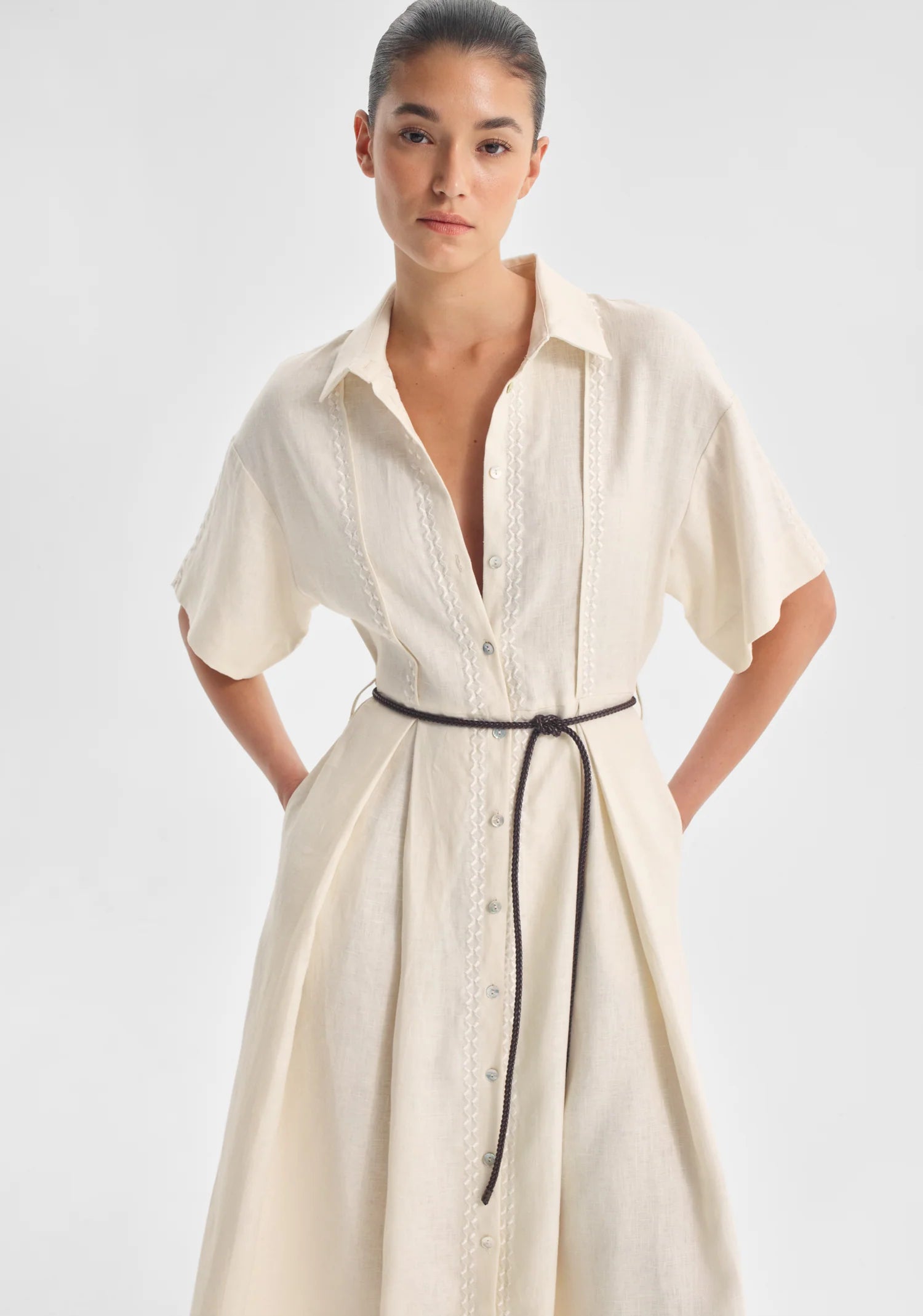 Morrison Maisey Linen Dress Ecru