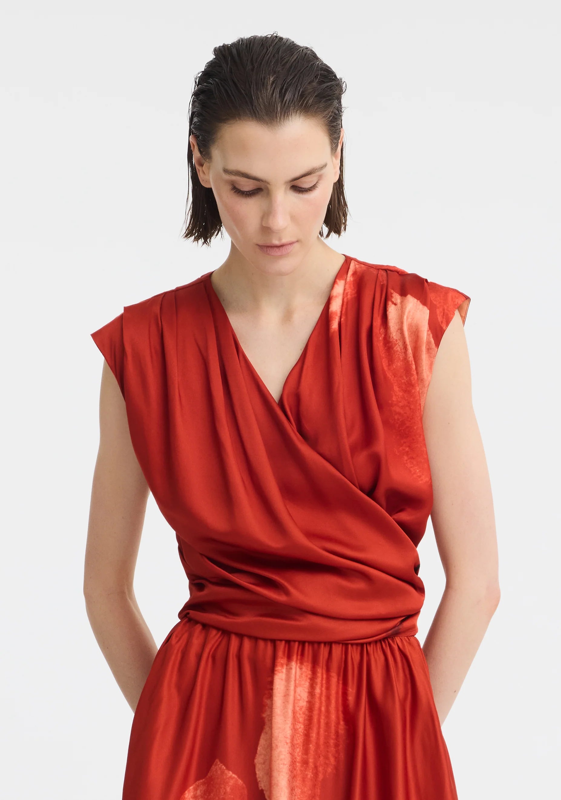 Morrison Astra Wrap Top Poppy Print