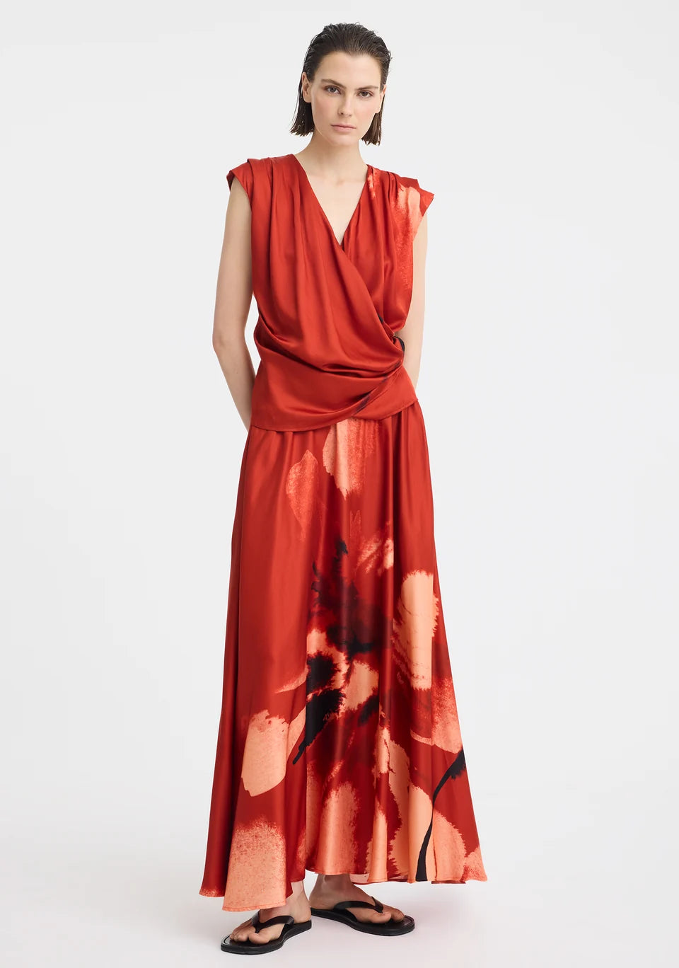 Morrison Astra Wrap Top Poppy Print