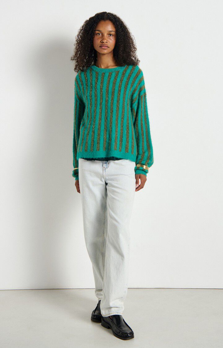 American Vintage Nenybay Sweater Khaki Mint Stripe