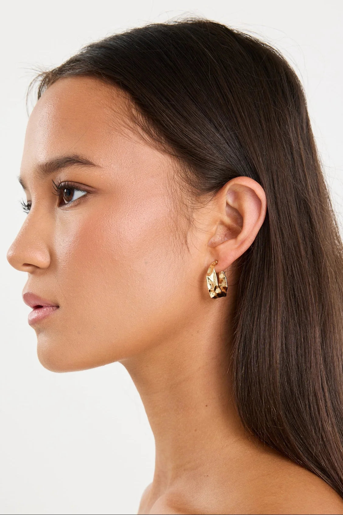 Humble + Heart Beaten Gold Hoop Earring