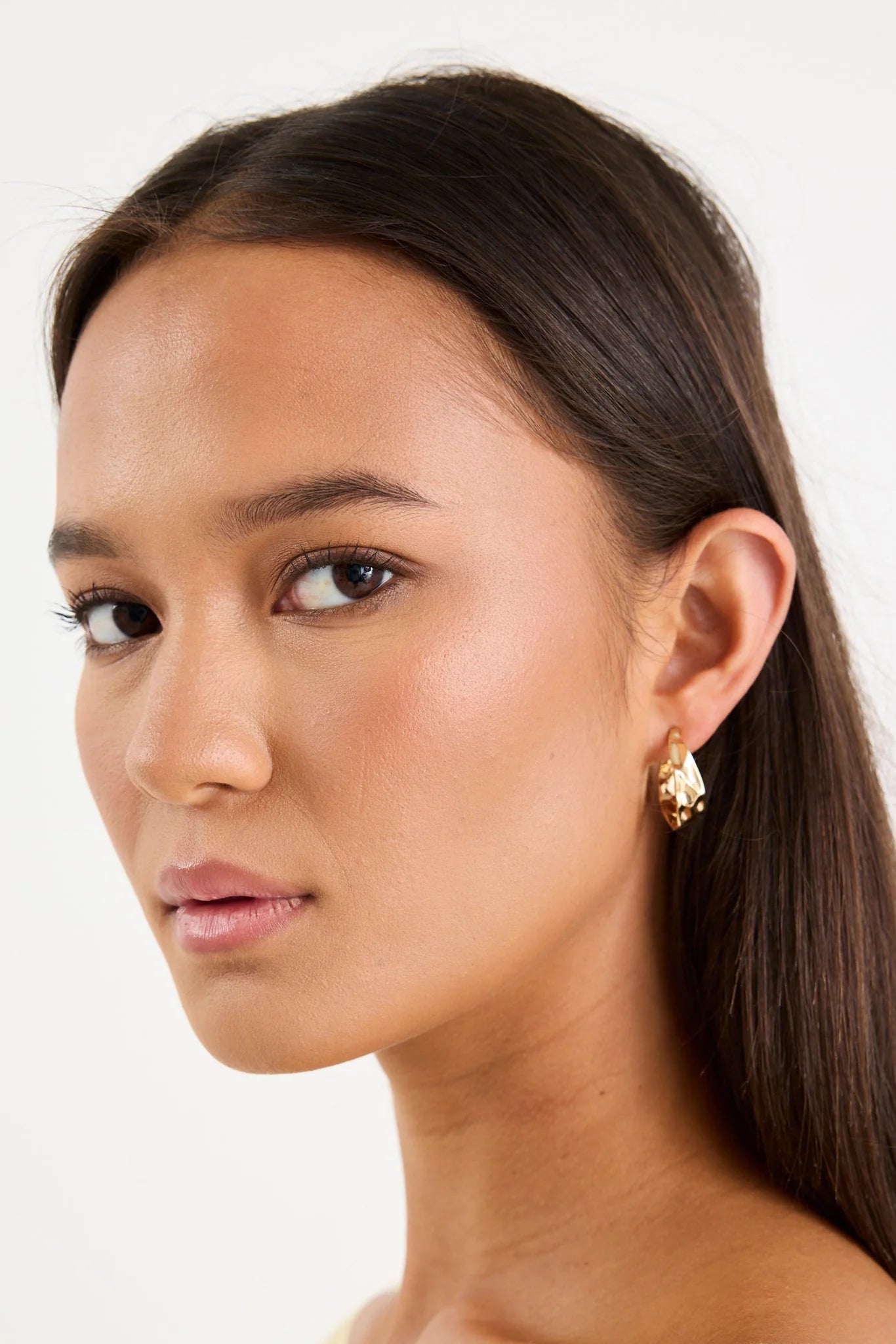 Humble + Heart Beaten Gold Hoop Earring