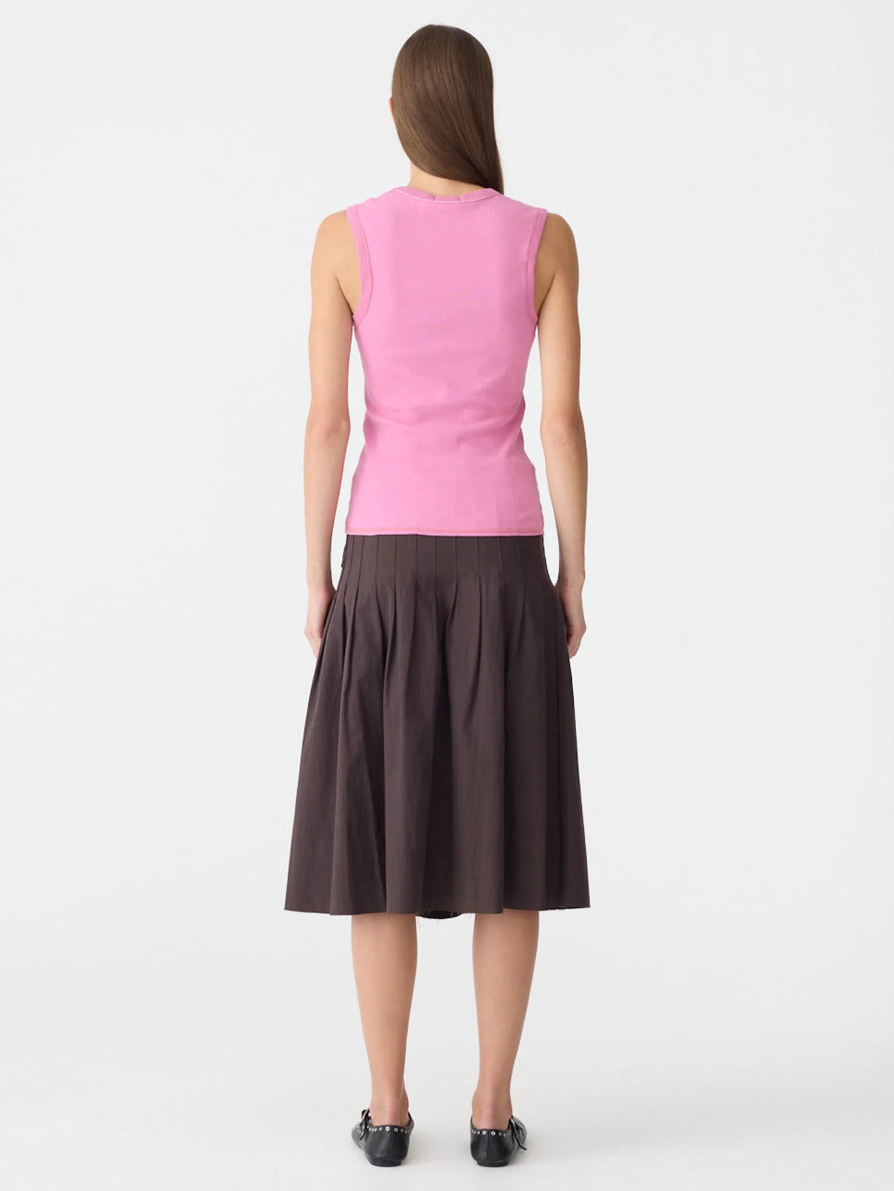 Bassike Low Scooped Rib Tank Bosenberry
