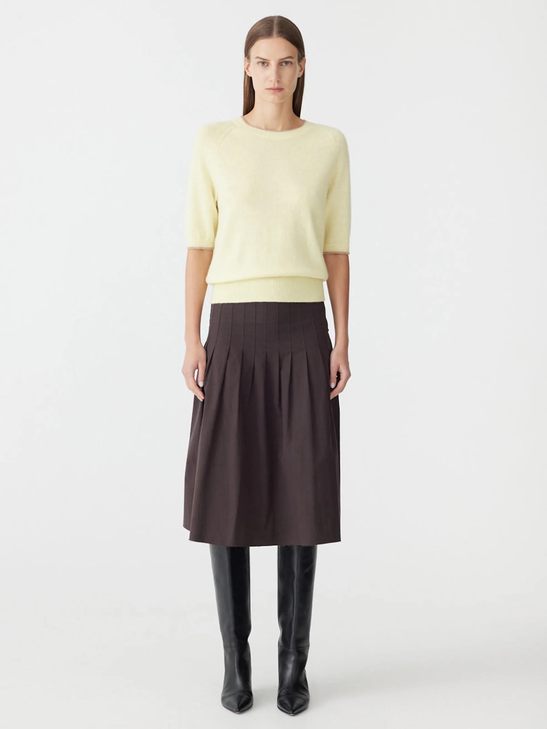 Bassike Cashmere/Linen Raglan Knit Lemon/Tan