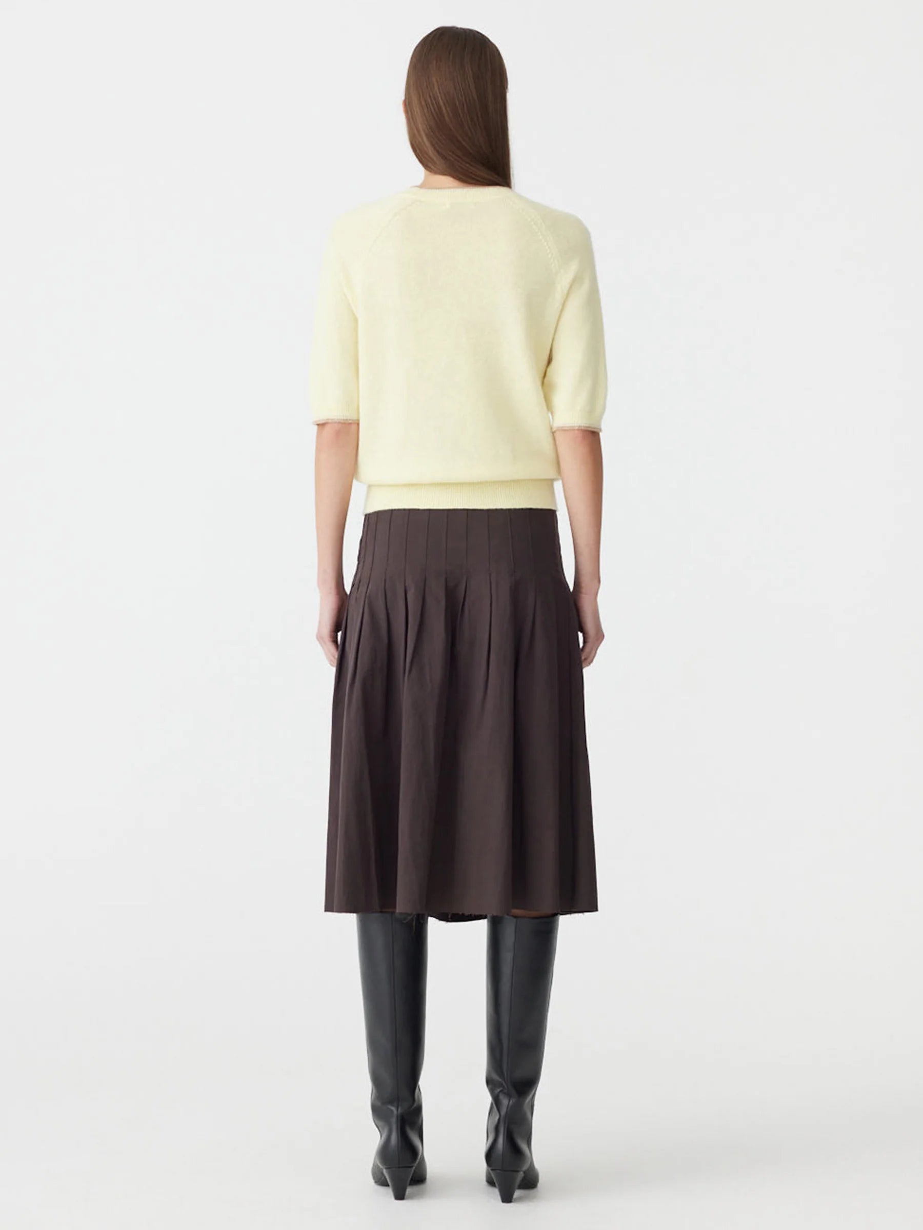 Bassike Cashmere/Linen Raglan Knit Lemon/Tan