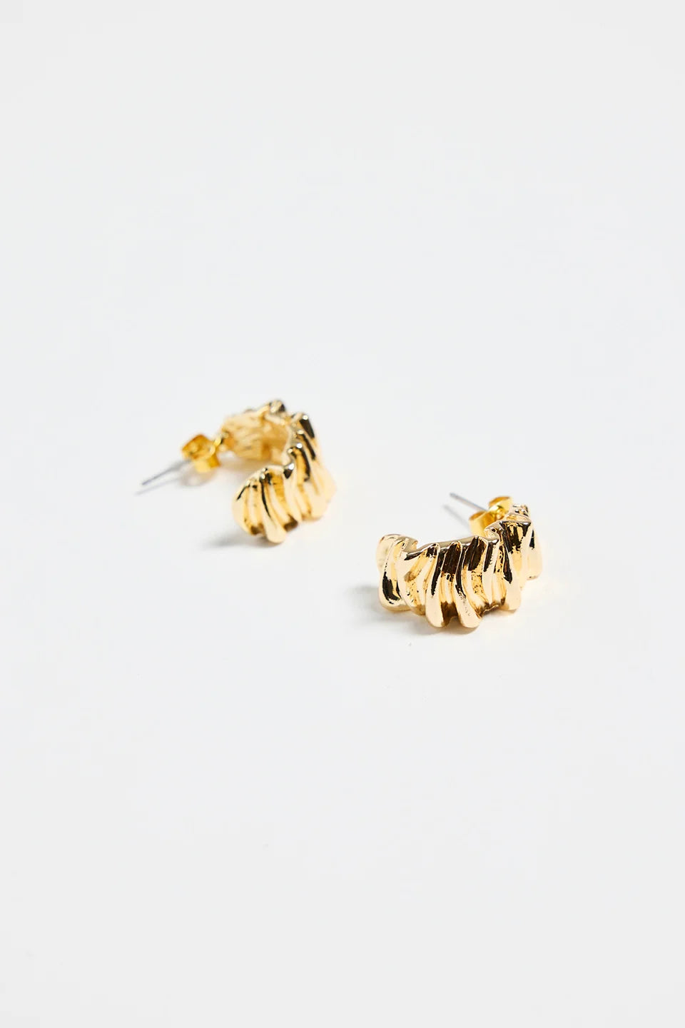 Humble + Heart Pleated Wide Gold Huggie Earring