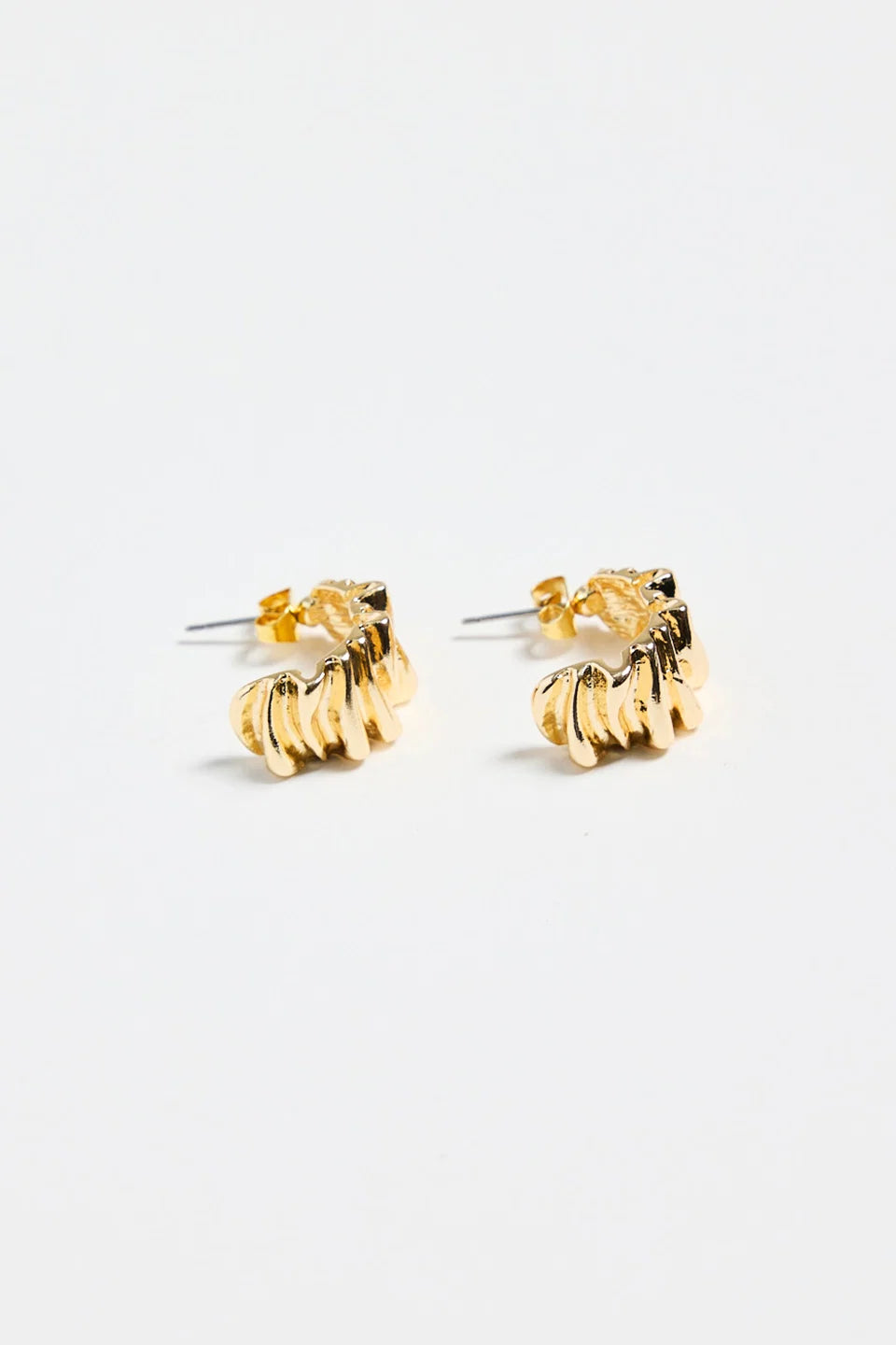Humble + Heart Pleated Wide Gold Huggie Earring