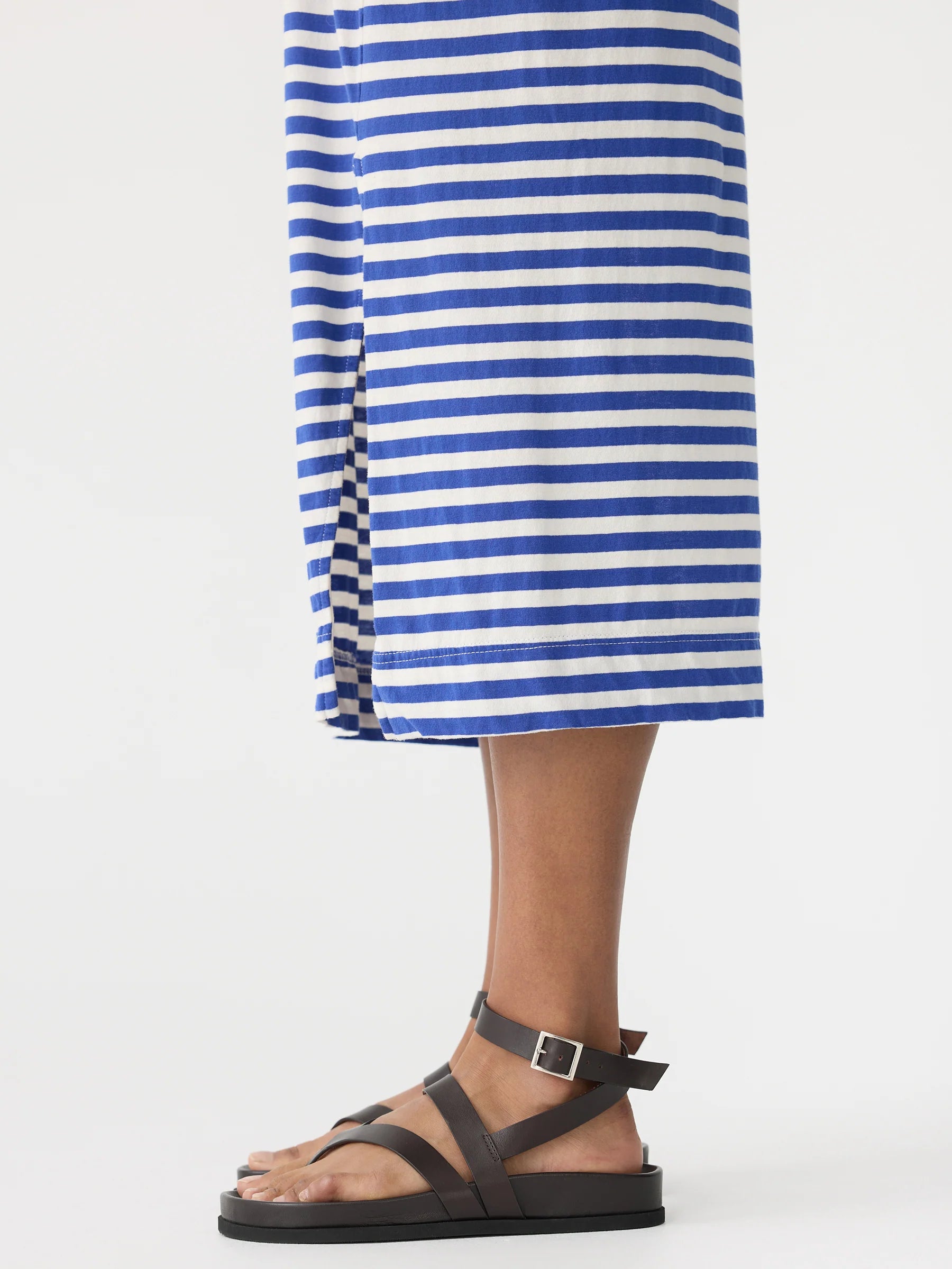 Bassike Stripe V-neck Slip Dress Cobalt/Natural