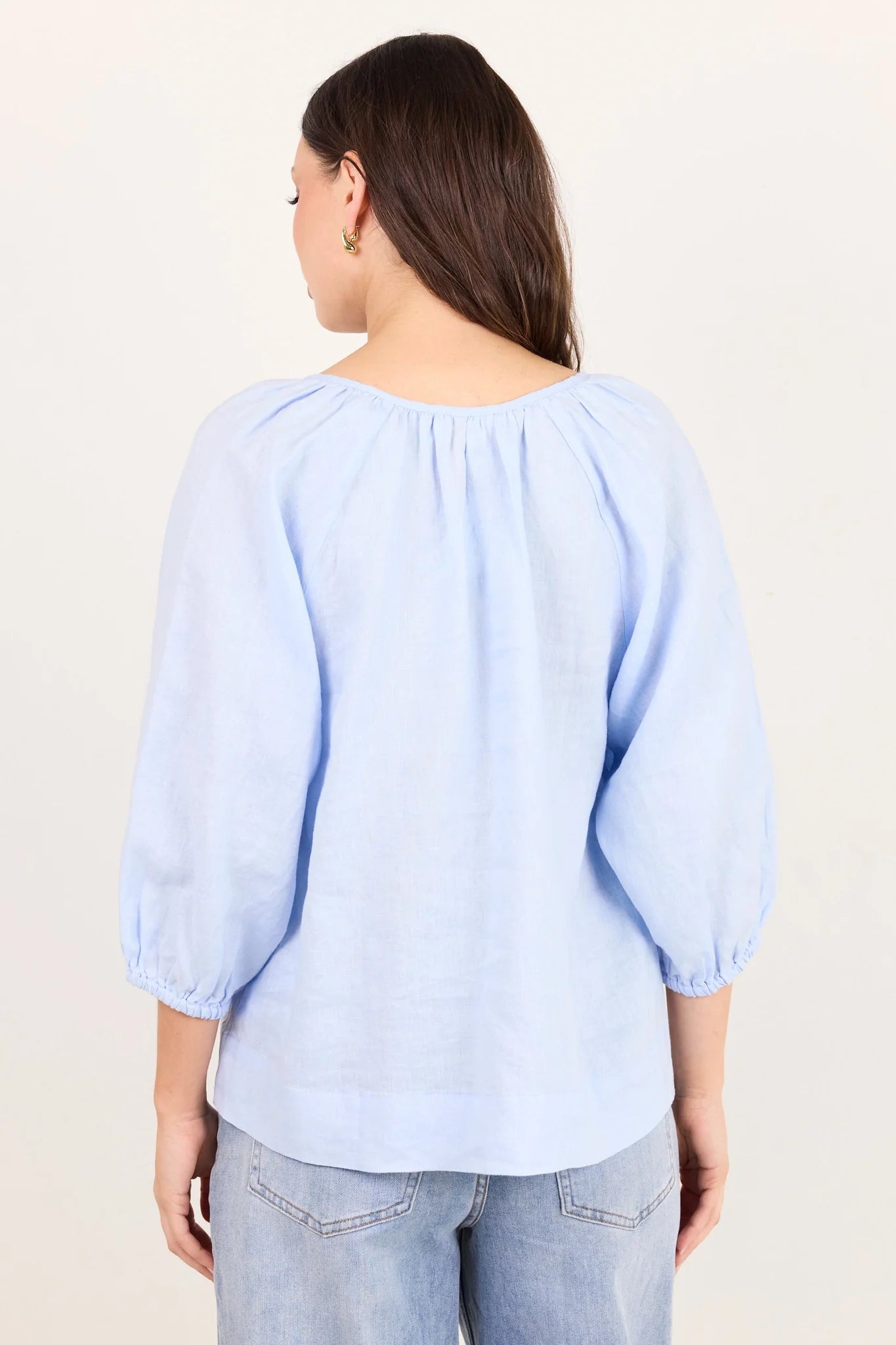 RE:Union Label Revolutionary Ice Blue Linen Relaxed Top