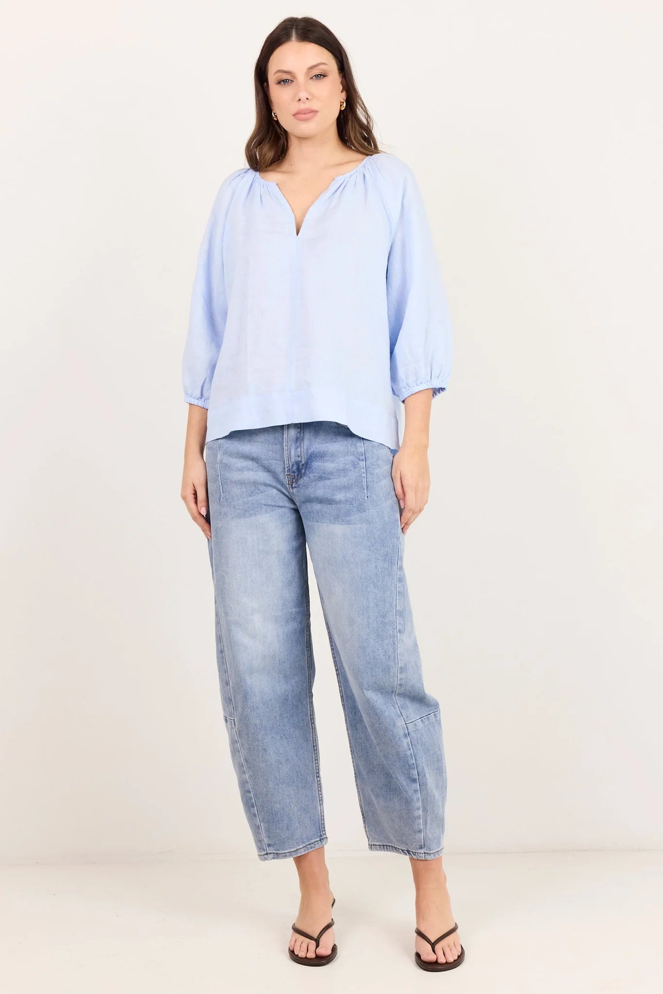 RE:Union Label Revolutionary Ice Blue Linen Relaxed Top