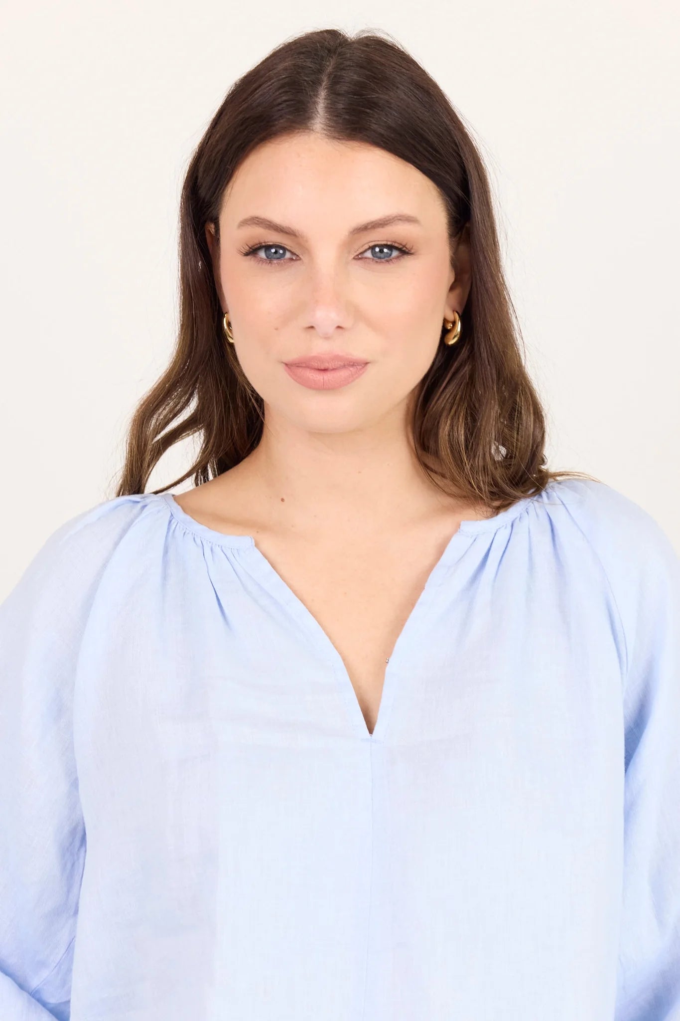 RE:Union Label Revolutionary Ice Blue Linen Relaxed Top