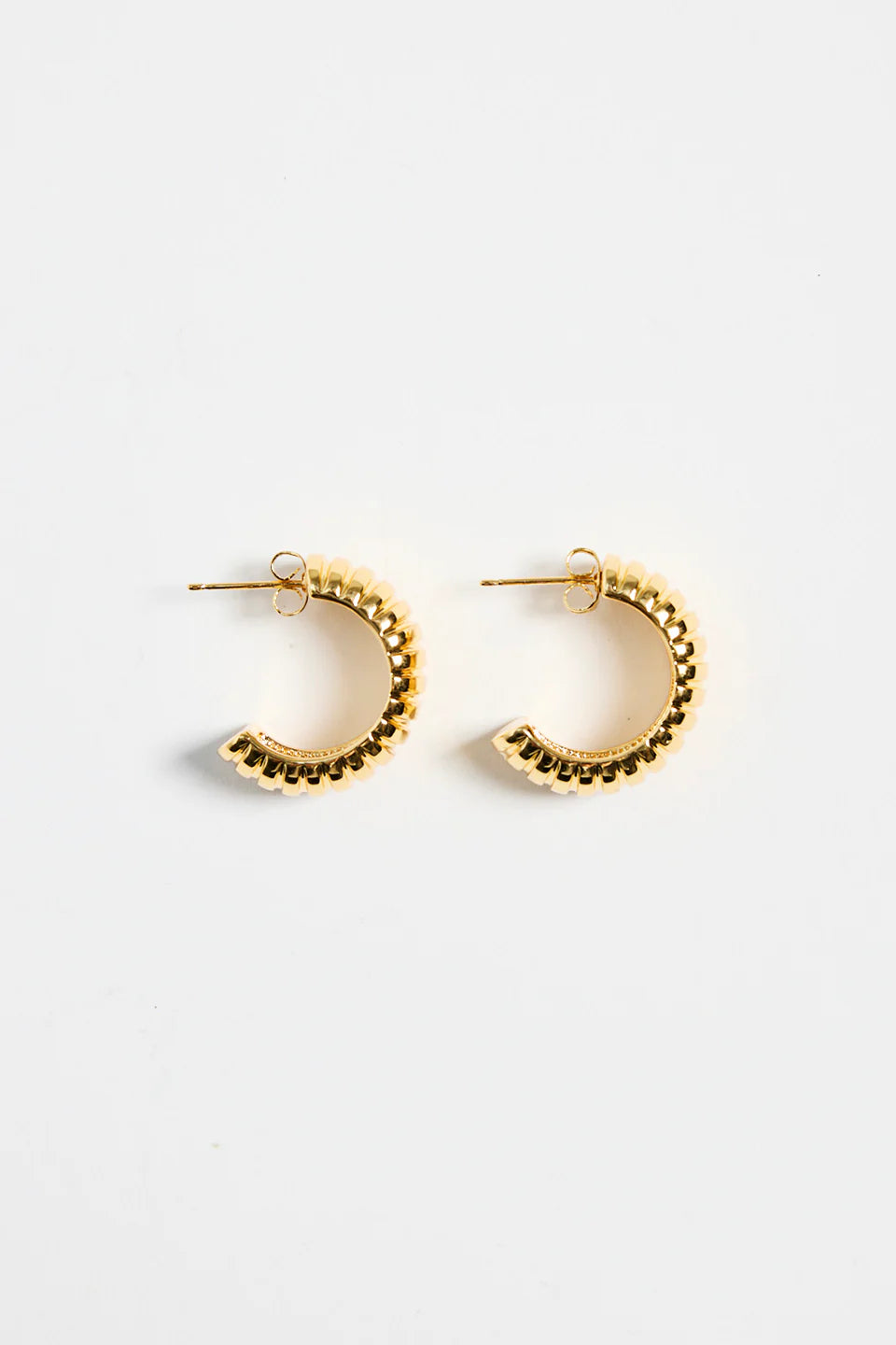 Stories be Told Ridged Gold Huggie Stud Earring