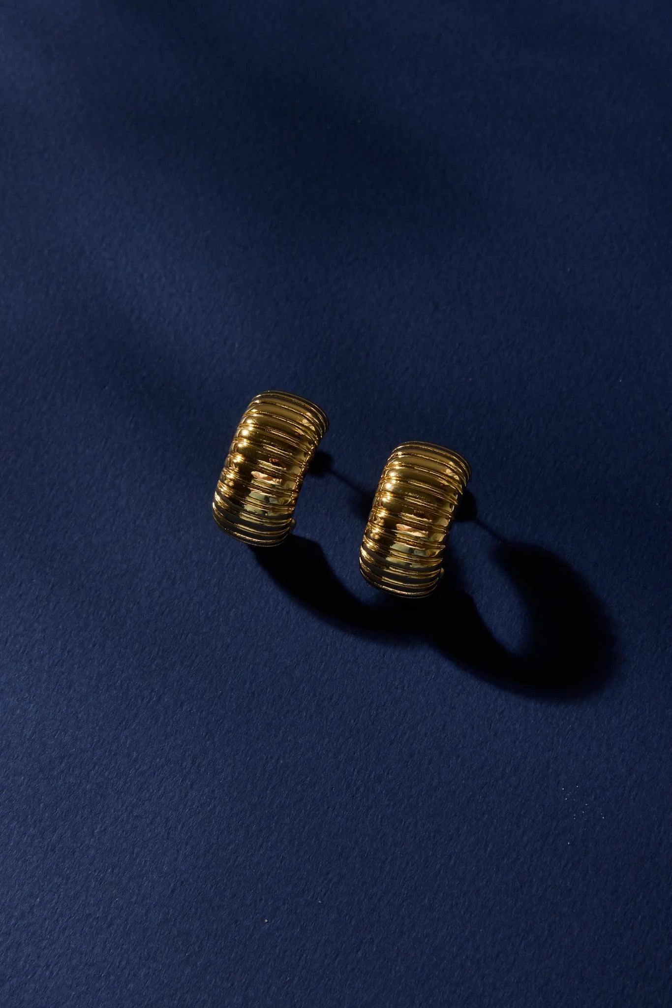 Stories be Told Ridged Gold Huggie Stud Earring