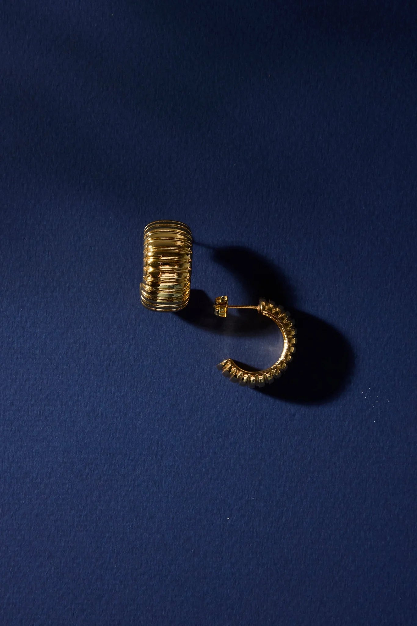 Stories be Told Ridged Gold Huggie Stud Earring