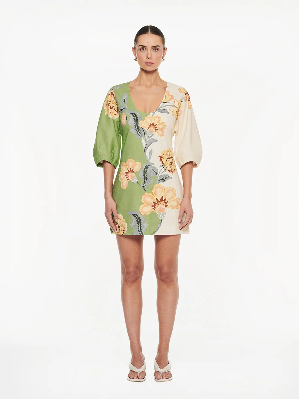 Kivari Lotte Mini Dress Green/Cream