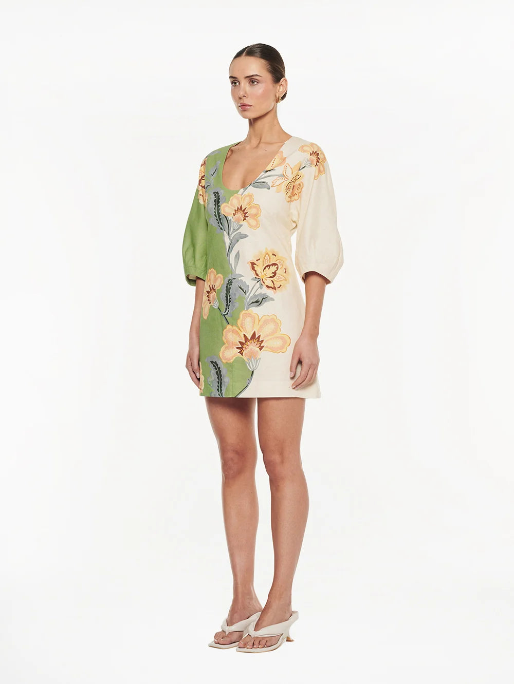 Kivari Lotte Mini Dress Green/Cream