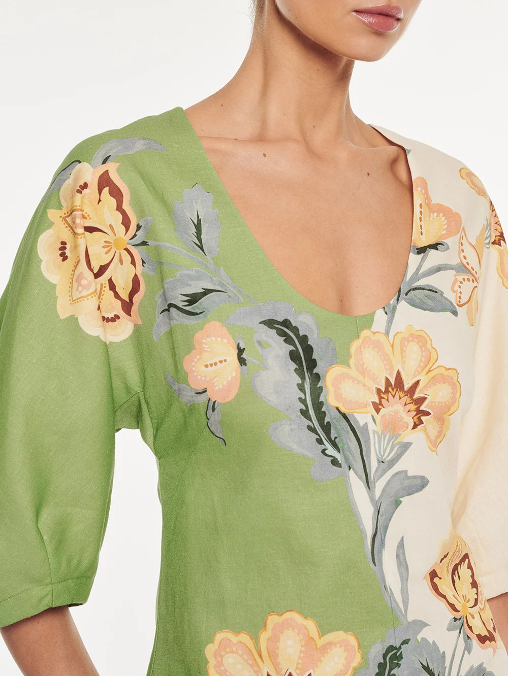 Kivari Lotte Mini Dress Green/Cream