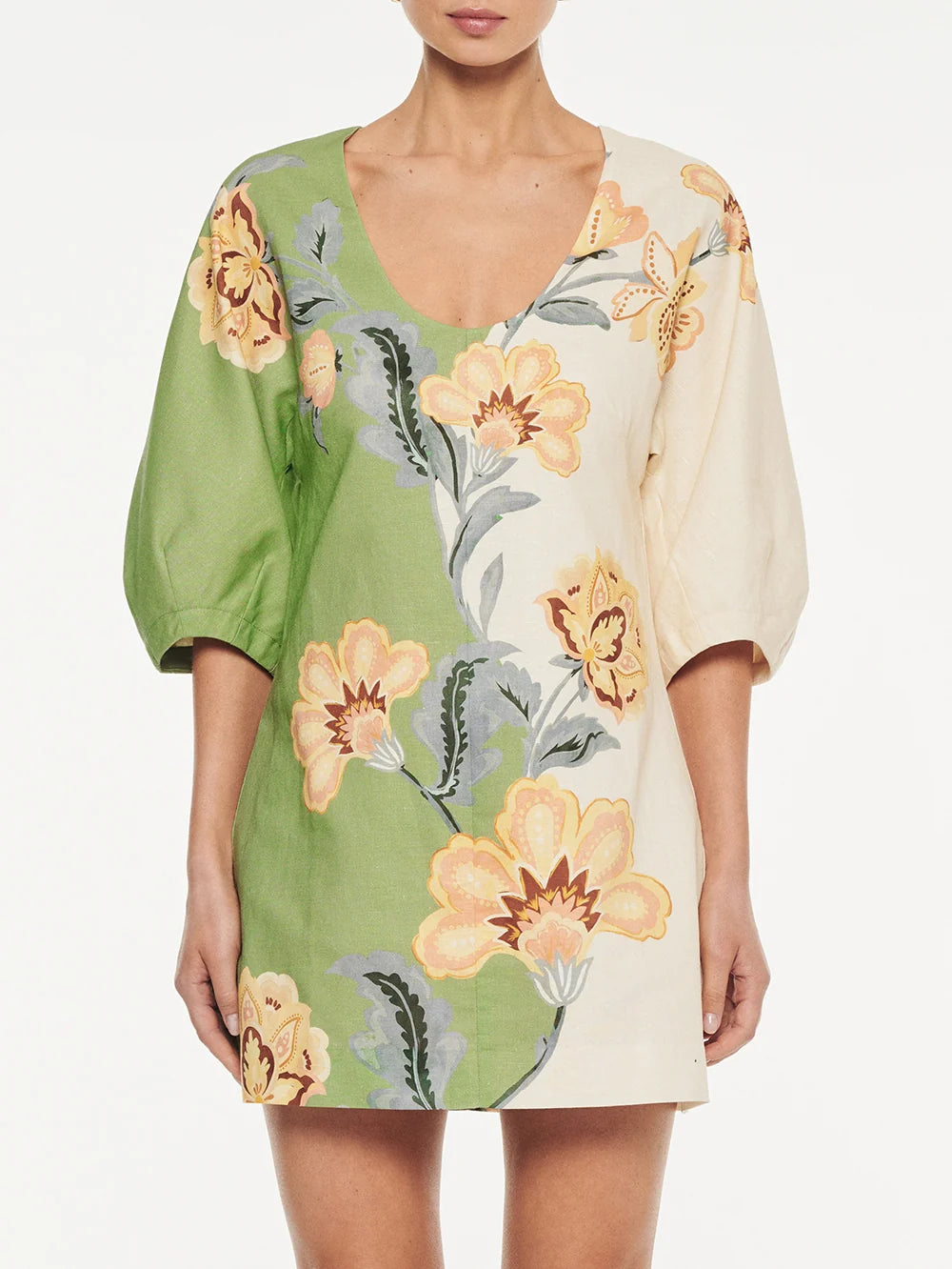 Kivari Lotte Mini Dress Green/Cream