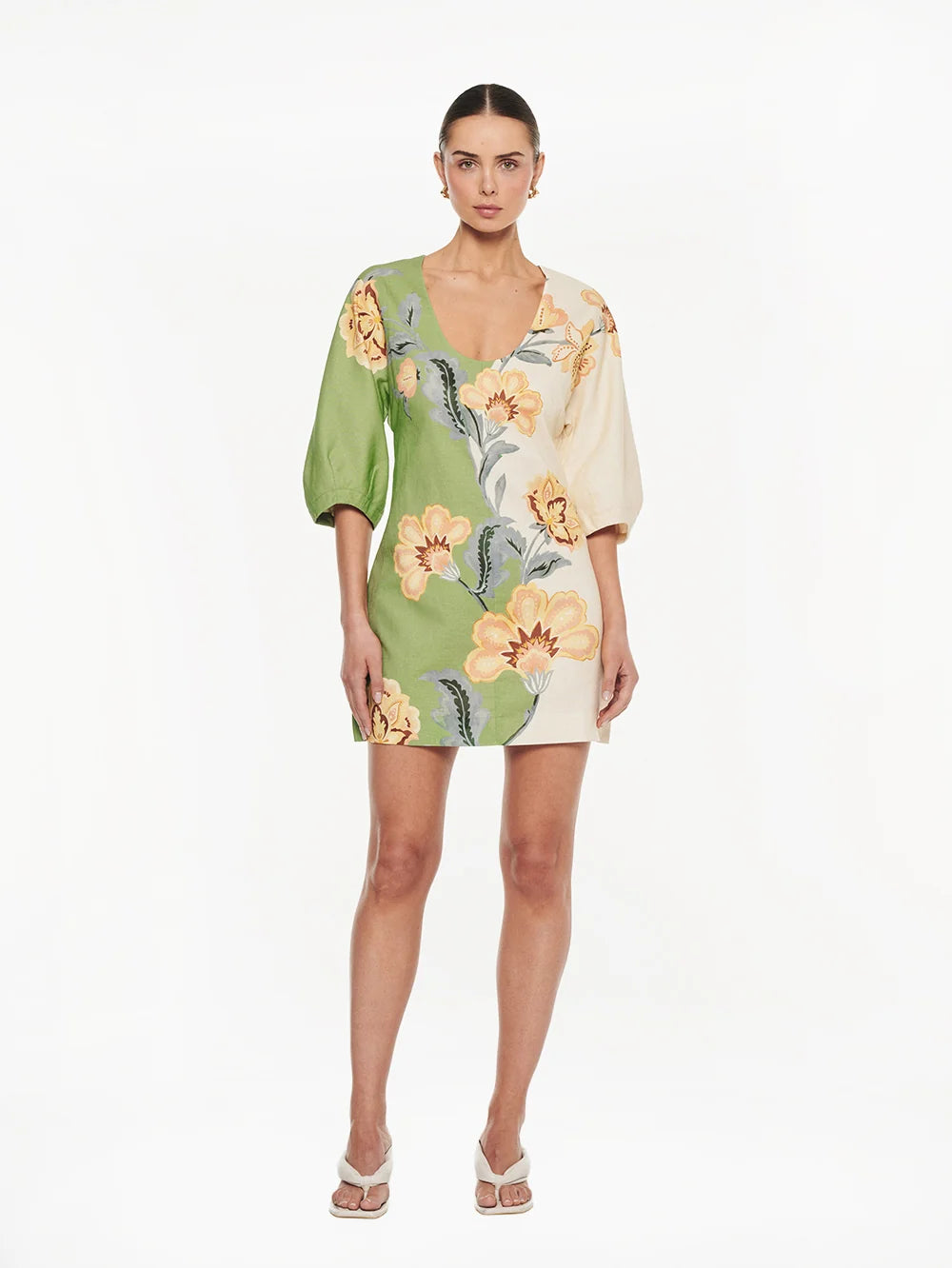 Kivari Lotte Mini Dress Green/Cream