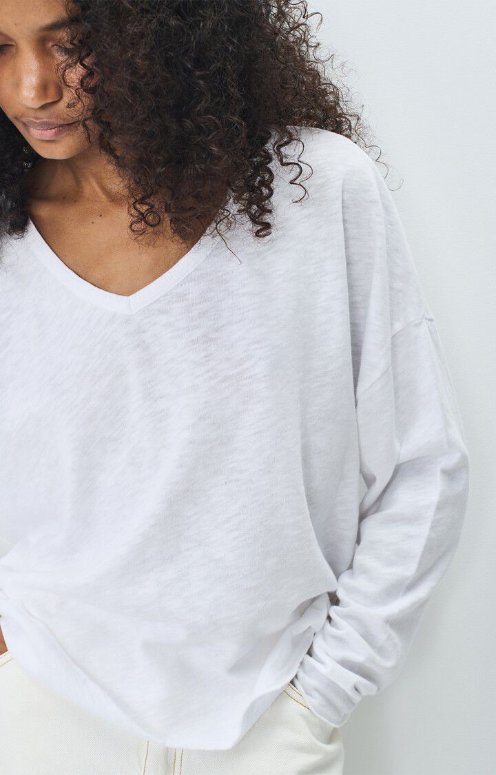 American Vintage Sonoma V-Neck LS Top White
