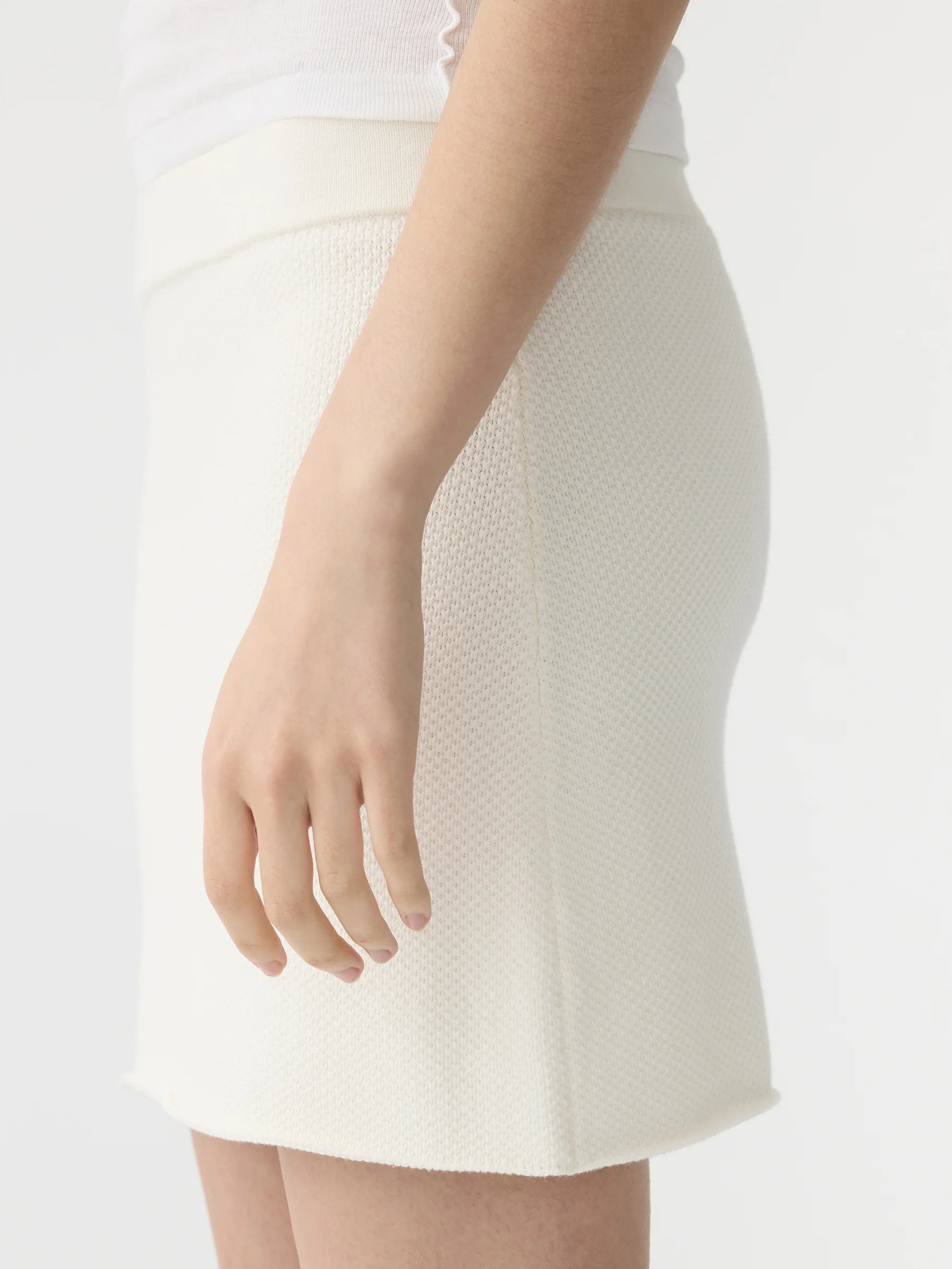 Bassike Combed Cotton Pique Knit Skirt Natural