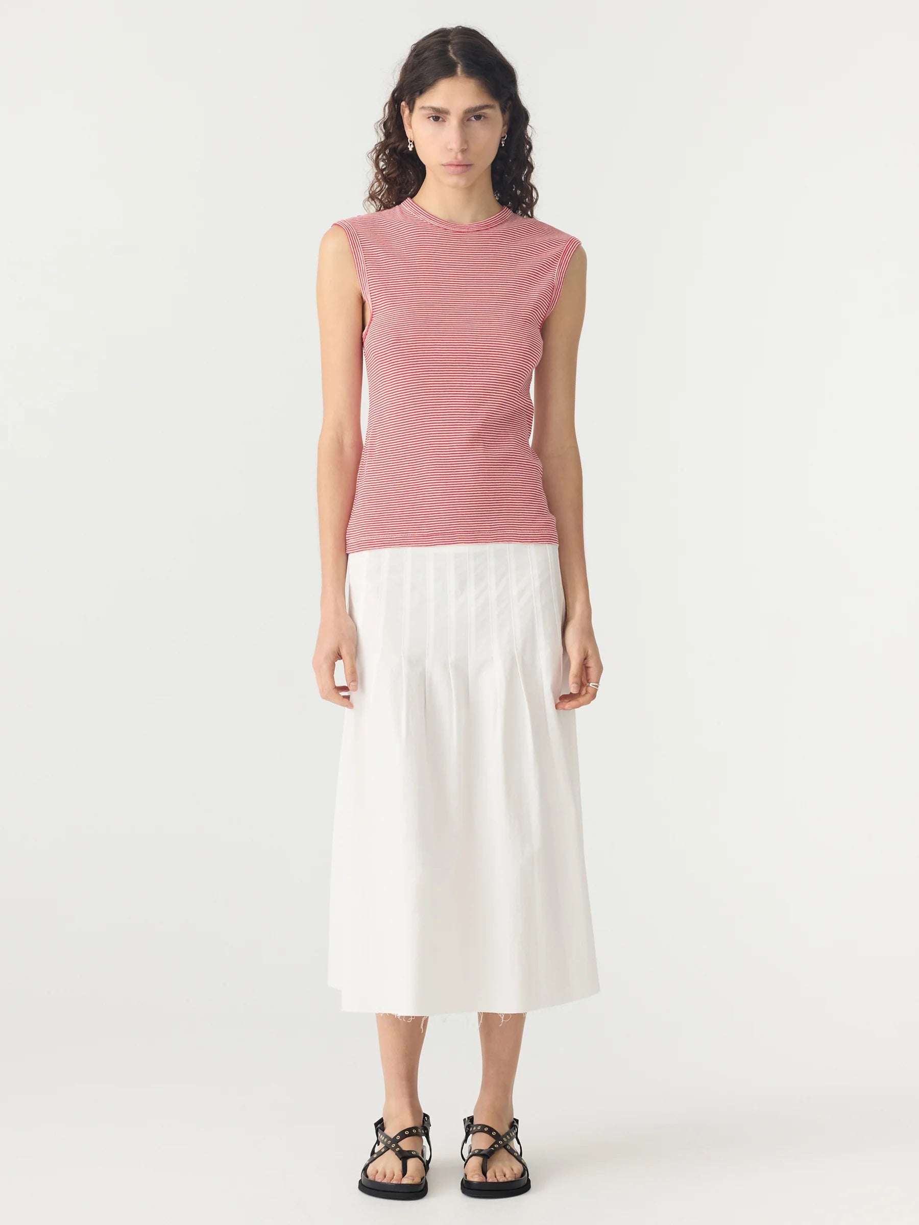 Bassike Stripe Rib Muscle Tank