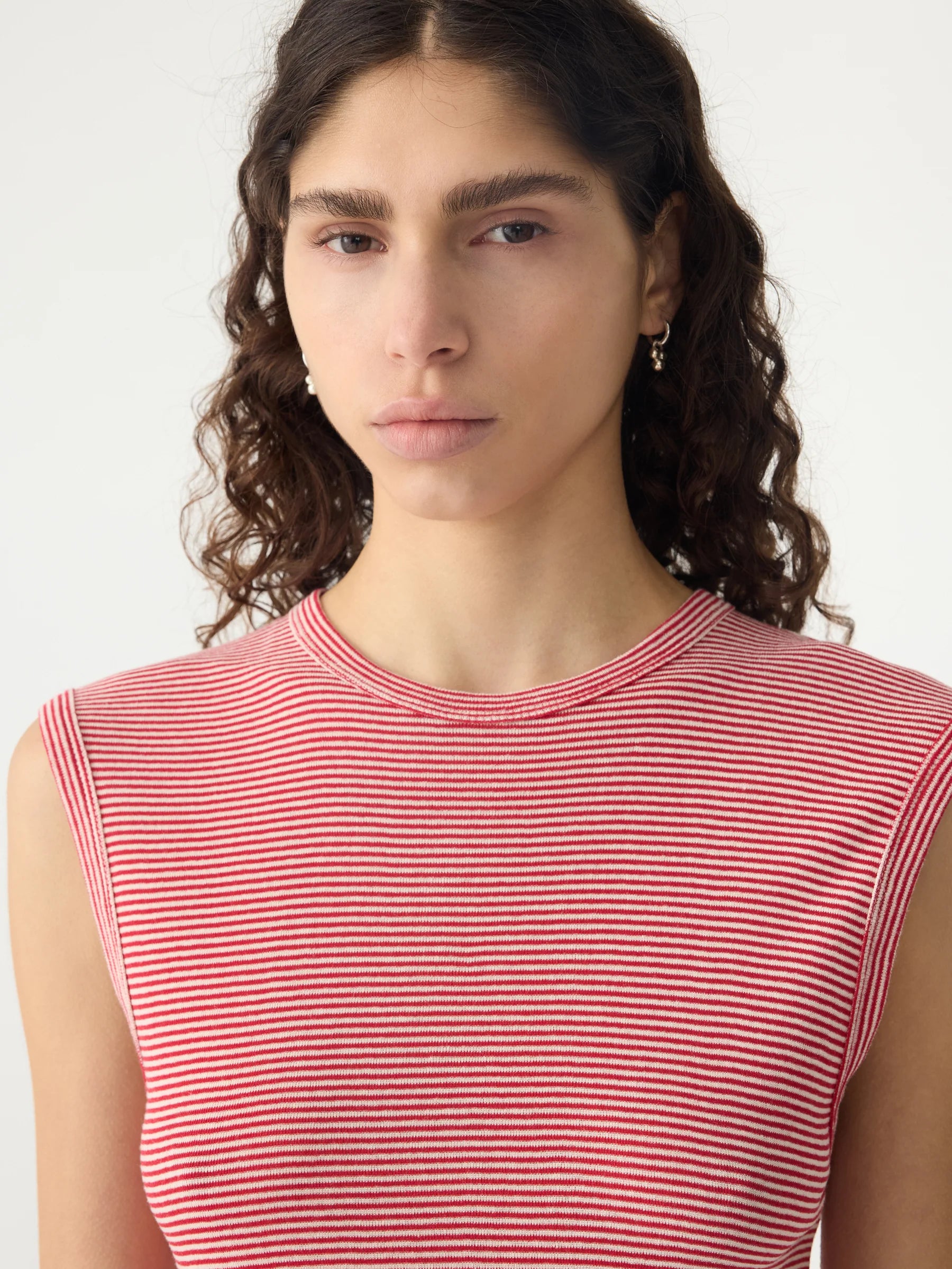 Bassike Stripe Rib Muscle Tank