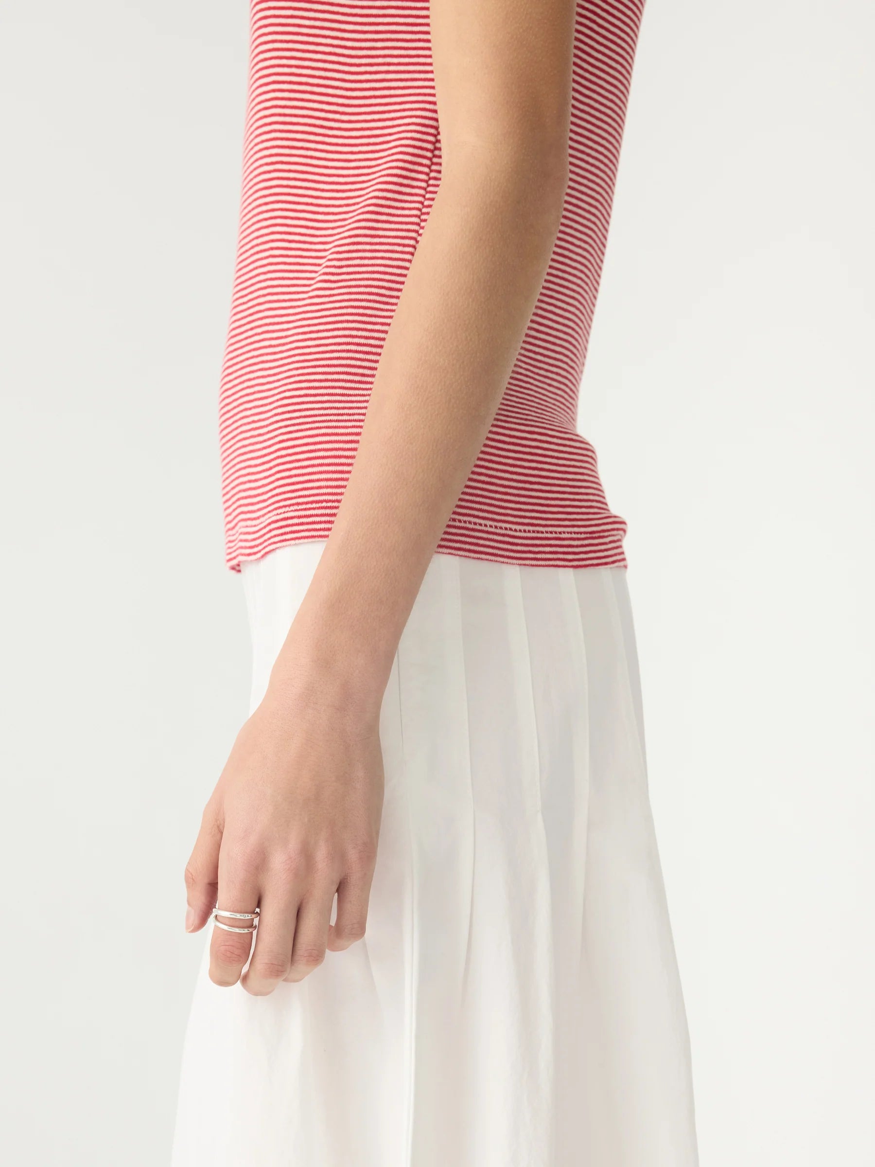 Bassike Stripe Rib Muscle Tank
