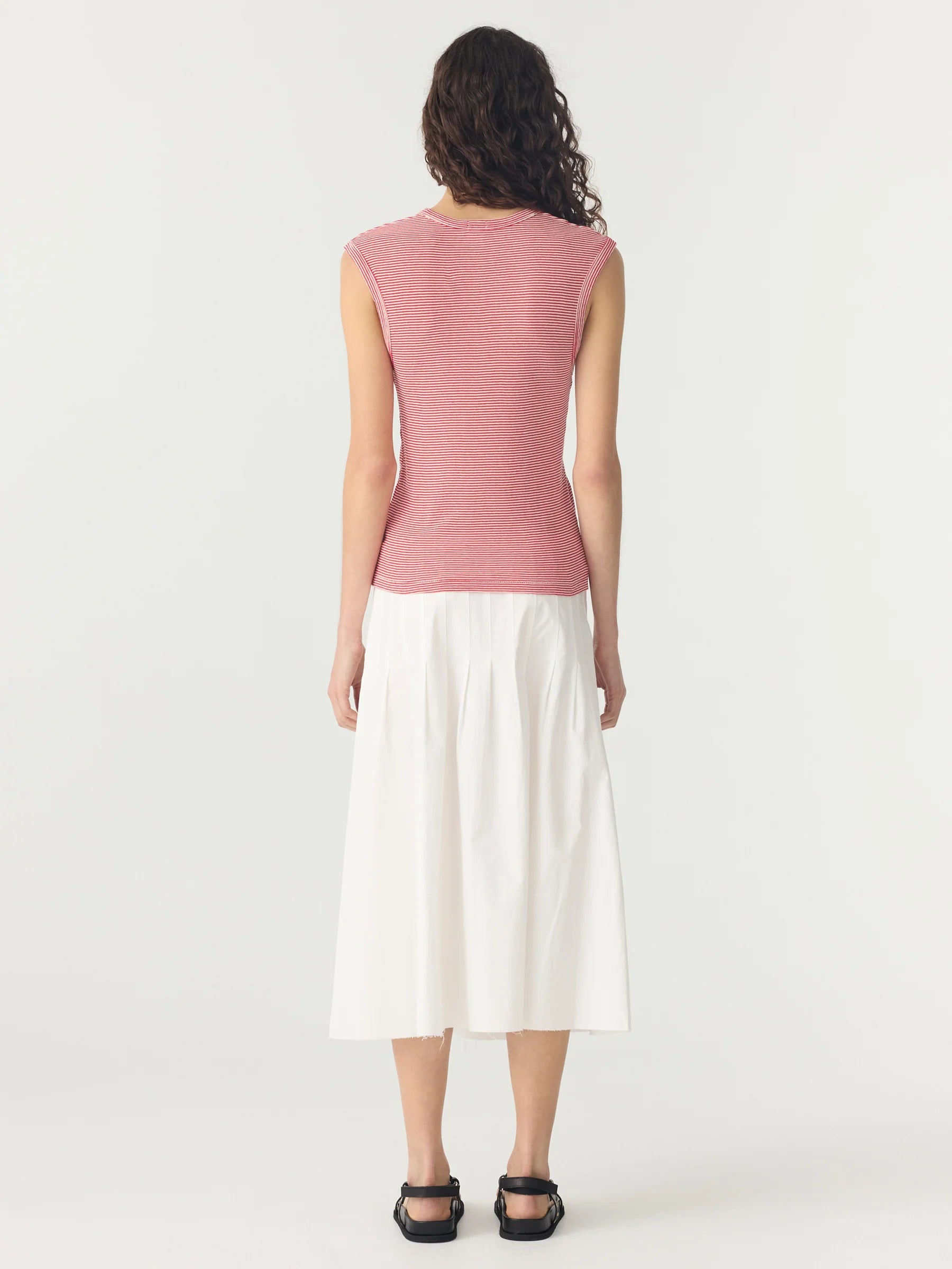 Bassike Stripe Rib Muscle Tank