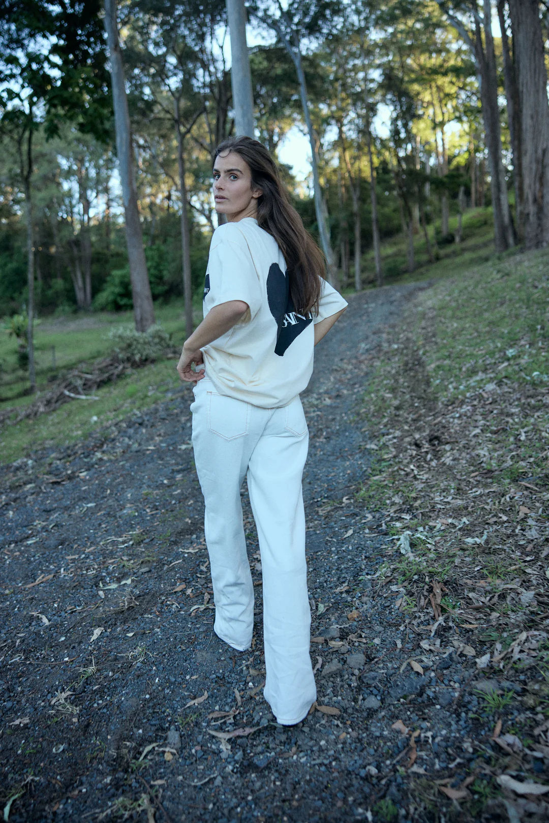 Ssaint Black Heart Cream Tee