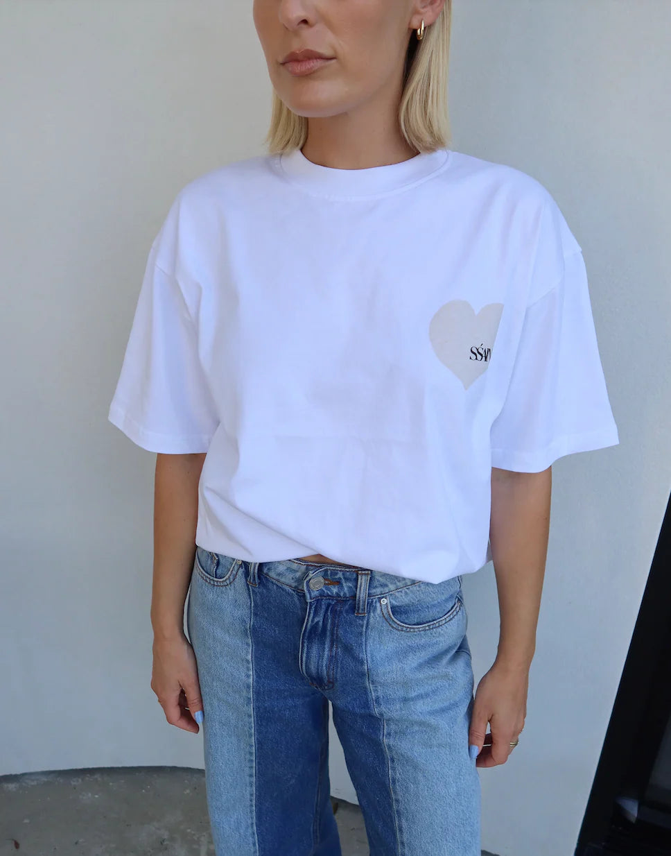 Ssaint Cream Heart White Tee