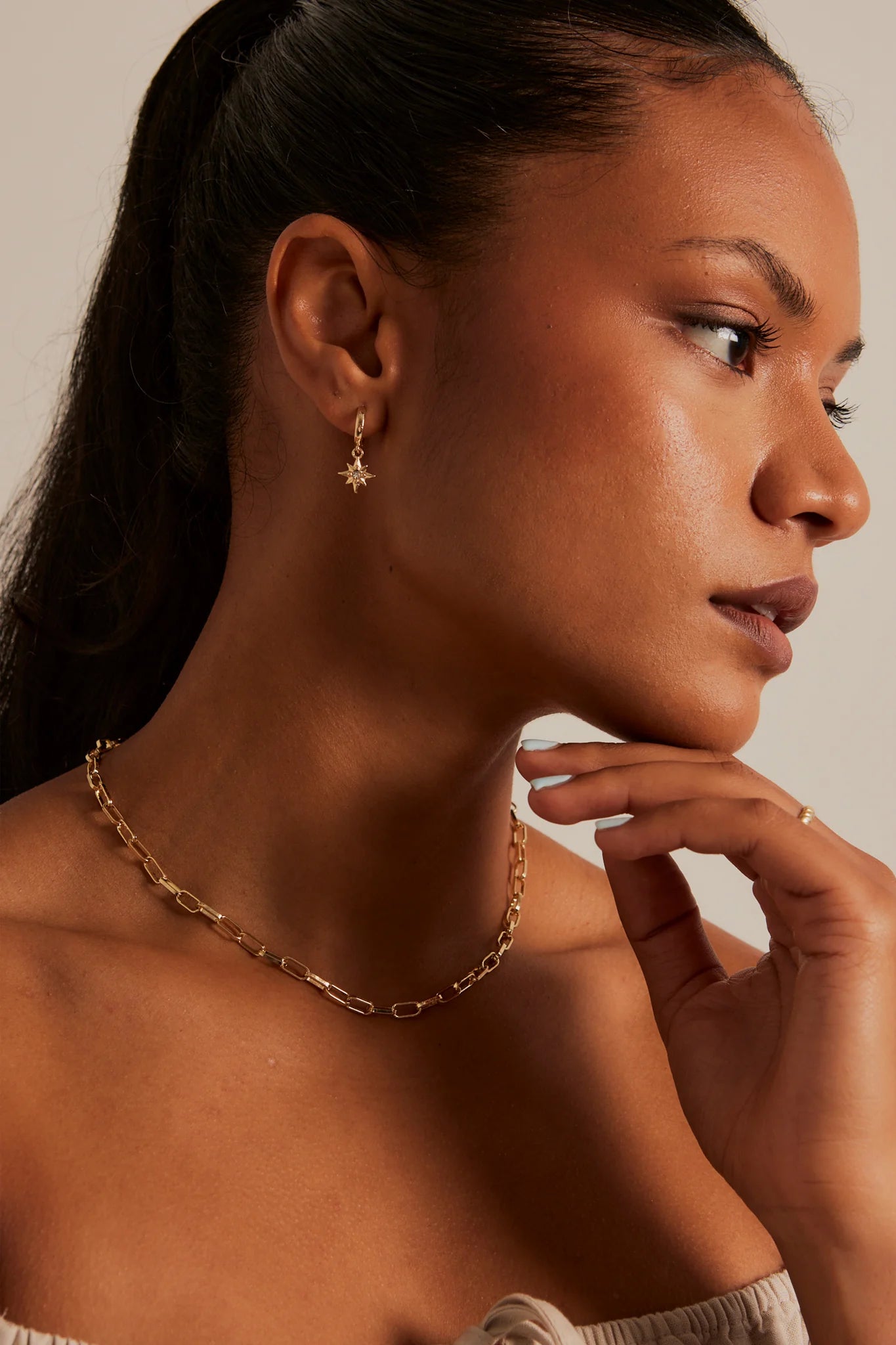Humble + Heart Stardust Pendant Gold Huggie Earrings