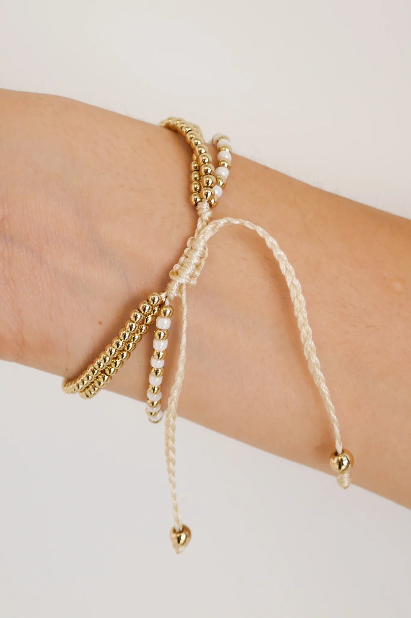 Humble + Heart Triple Bead Gold White Gold Bracelet