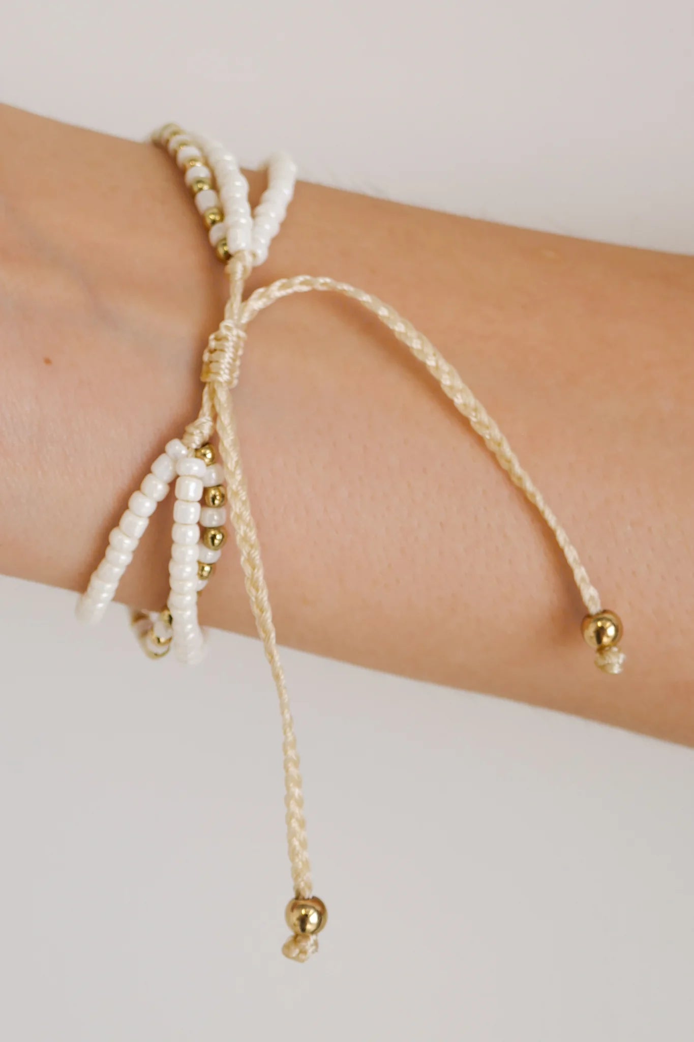 Humble + Heart Triple Bead  White Gold White Bracelet