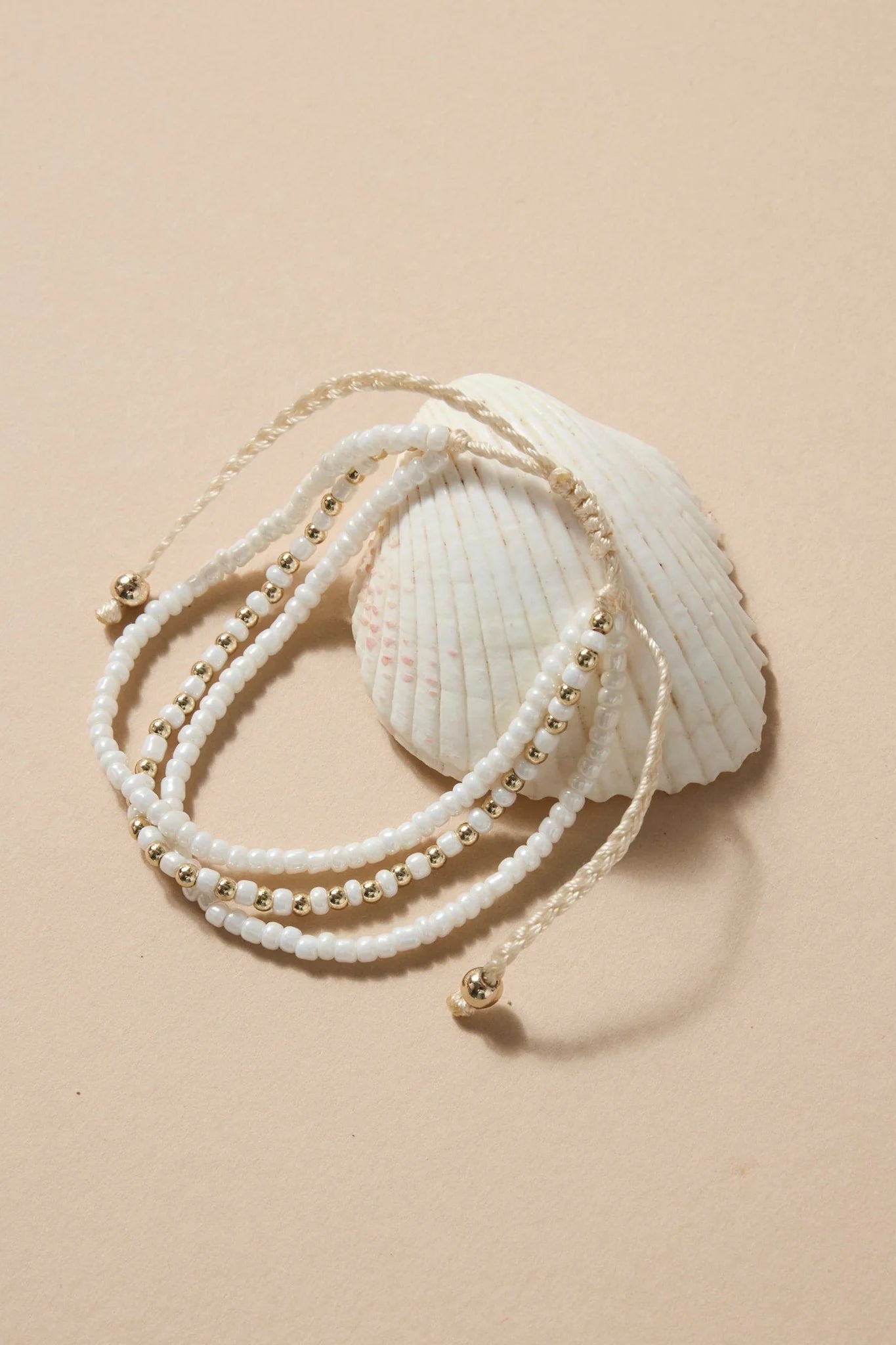 Humble + Heart Triple Bead  White Gold White Bracelet