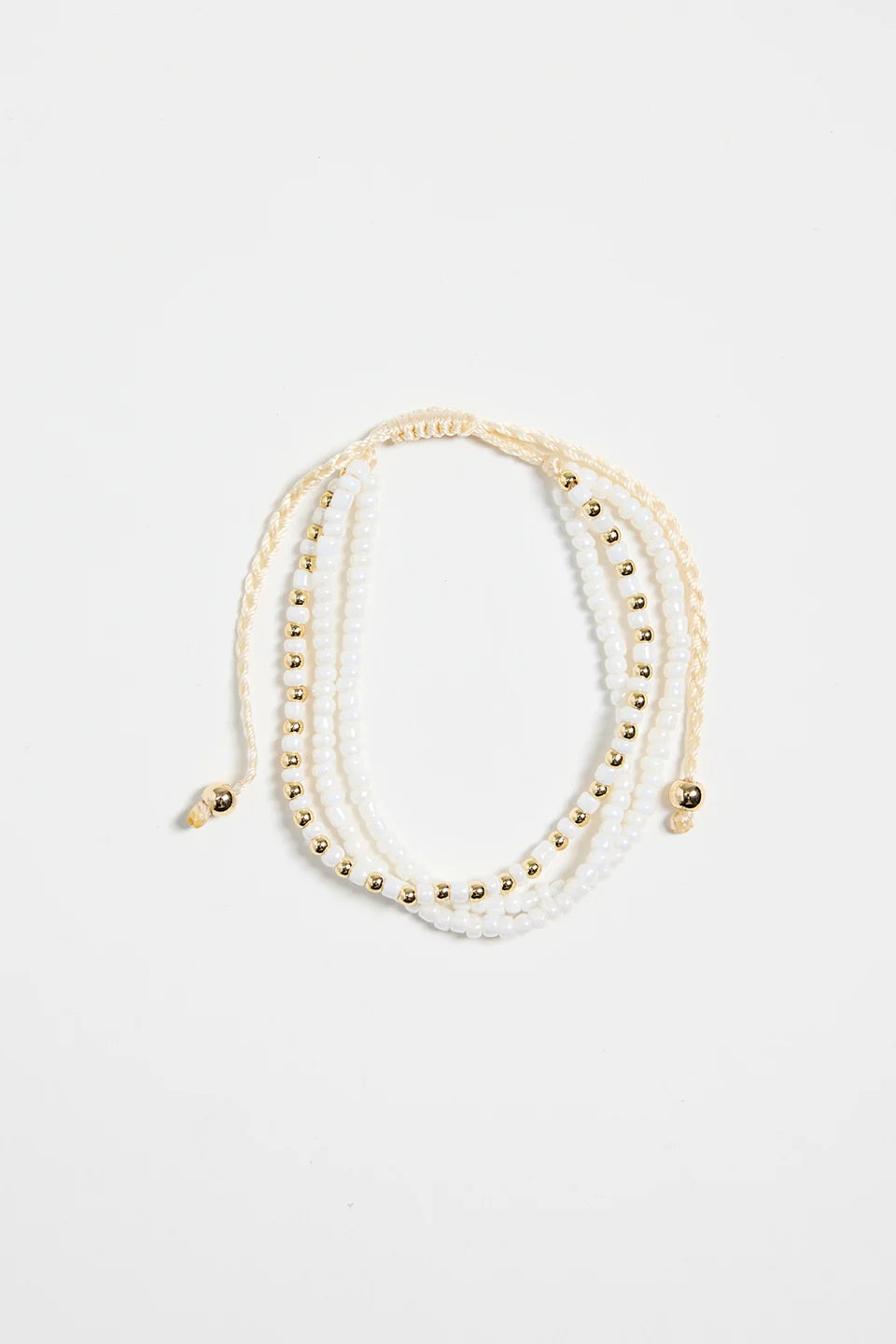 Humble + Heart Triple Bead  White Gold White Bracelet