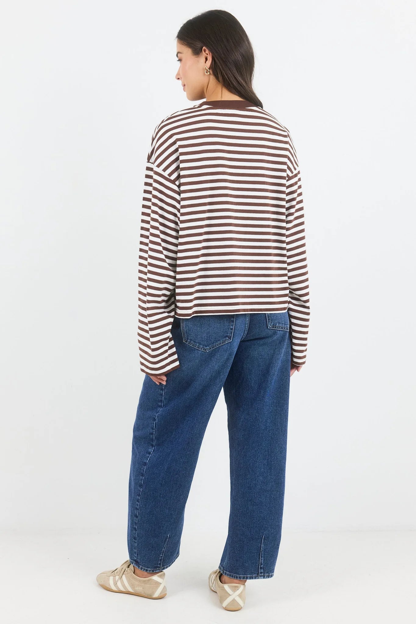 Stories be Told Unite White Stripe Long Sleeve Contrast Binding Tee