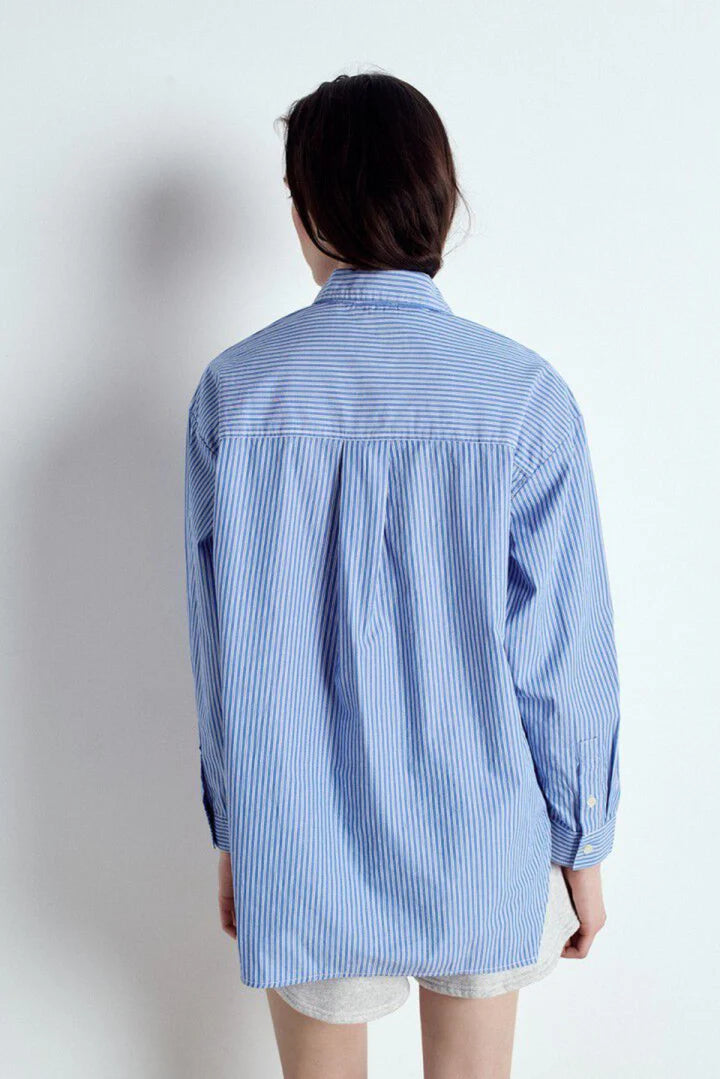 American Vintage L/S Shirt Aqua Stripes