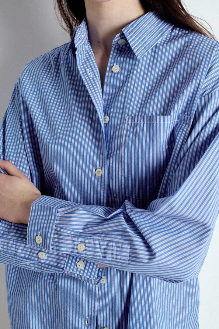 American Vintage L/S Shirt Aqua Stripes