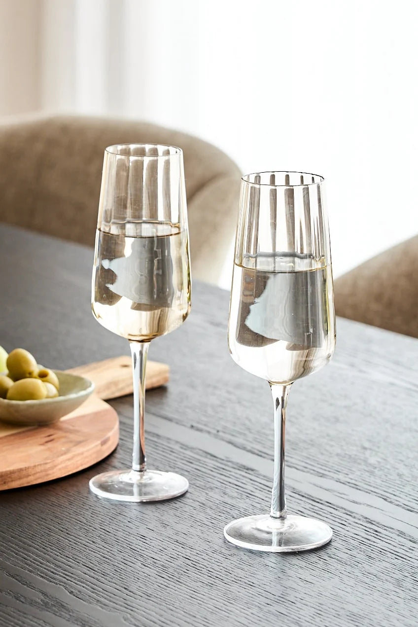 Willow & Mae Ripple Light Amber Champagne Flute (Set of 2)