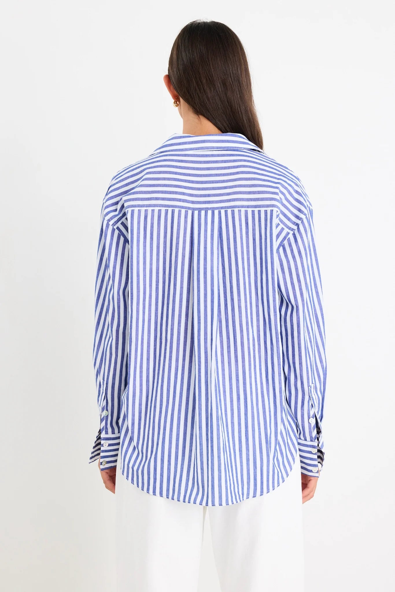 Stories be Told You Got This Blue Stripe Cotton Oversized Shirt