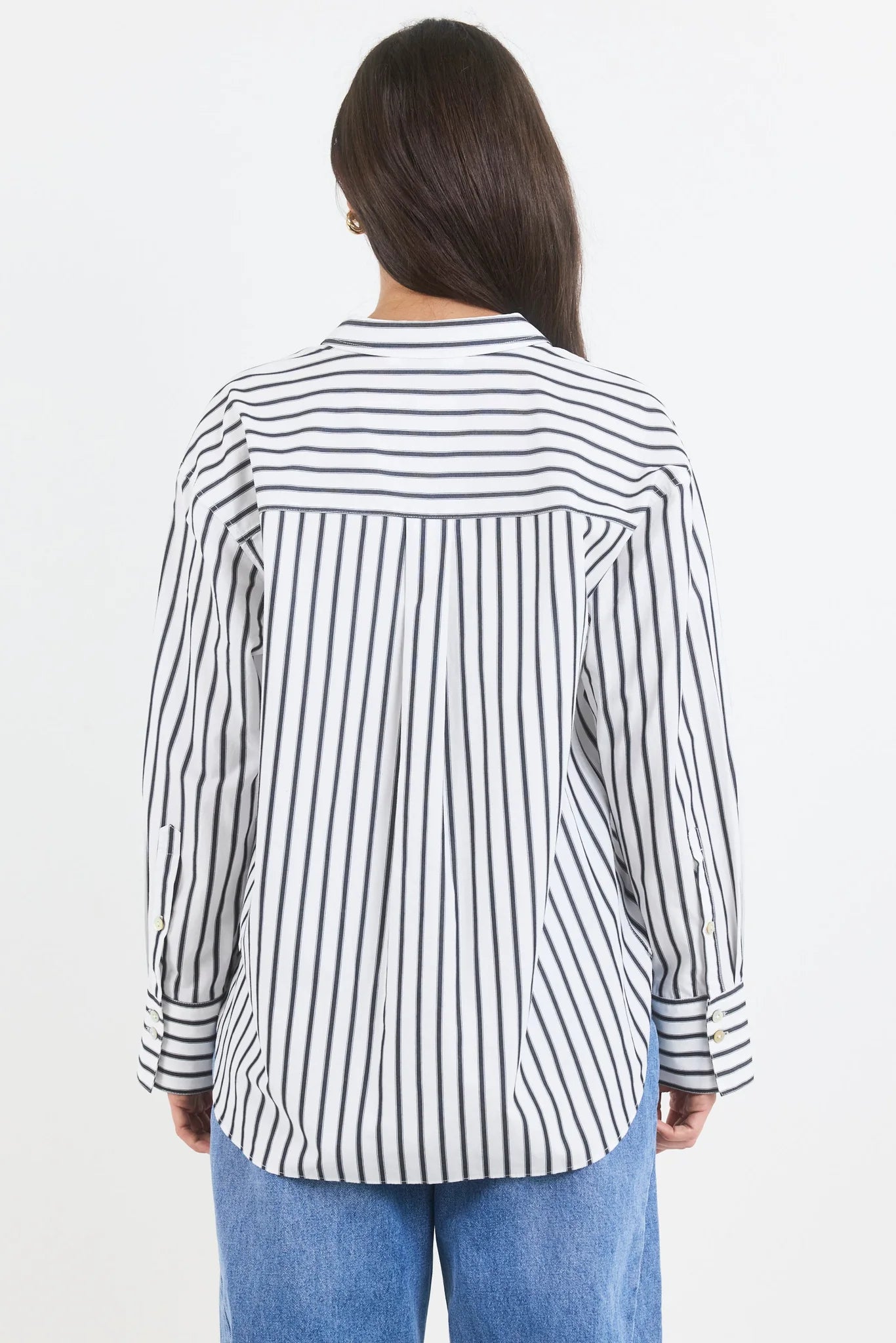 Stories be Told You Got This White Black Stripe Cotton Poplin Oversized Boyfriend Shirt