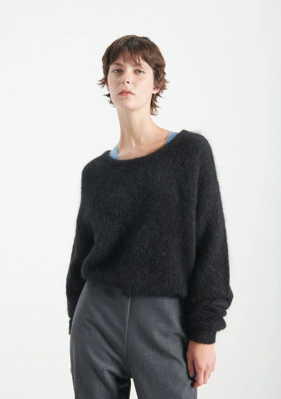 American Vintage fluffy black alpaca blend knit at Two Boutique Matakana 