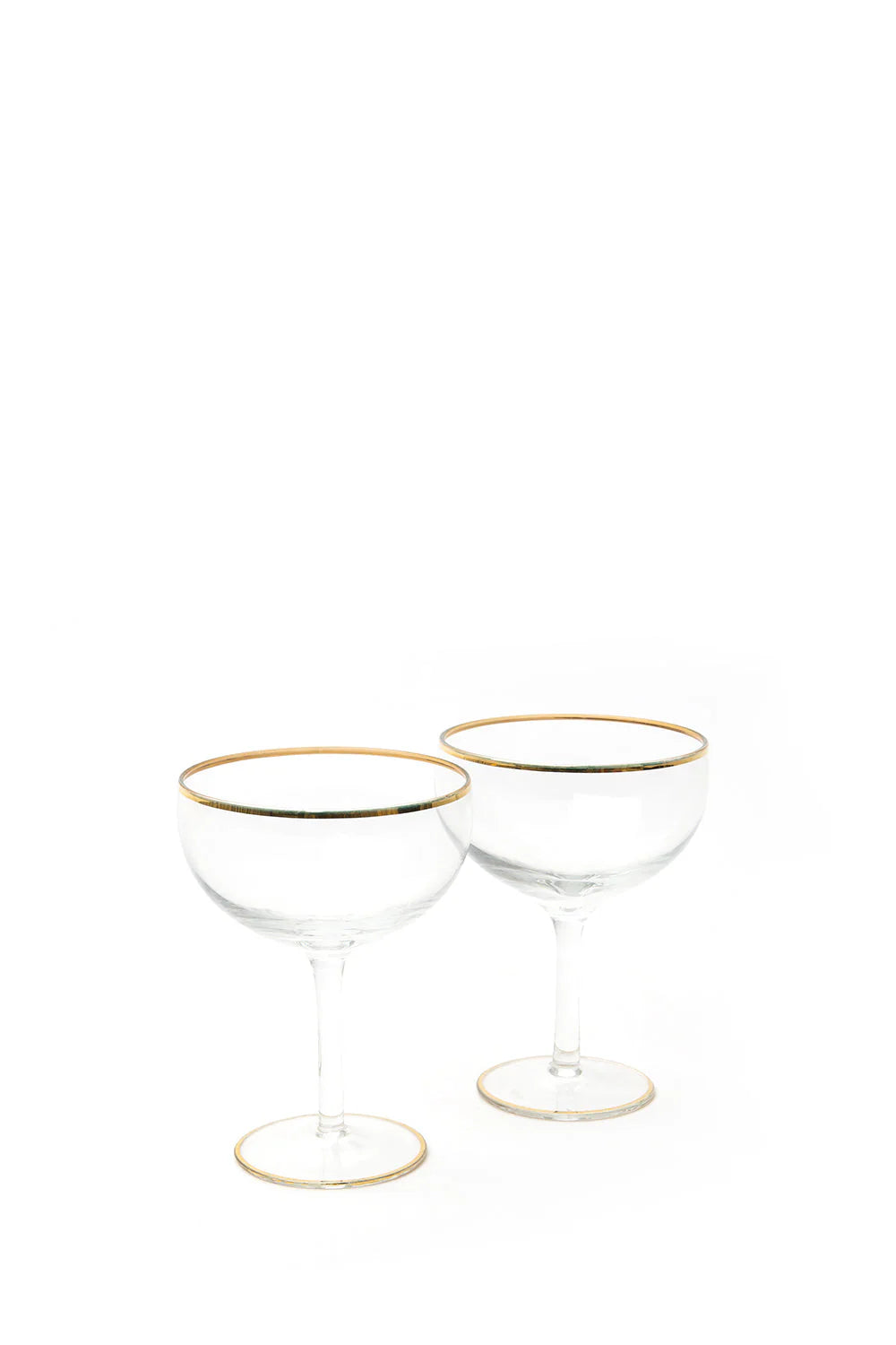 Karen Walker champagne coupe with gold rim set gift at Two Boutique Matakana