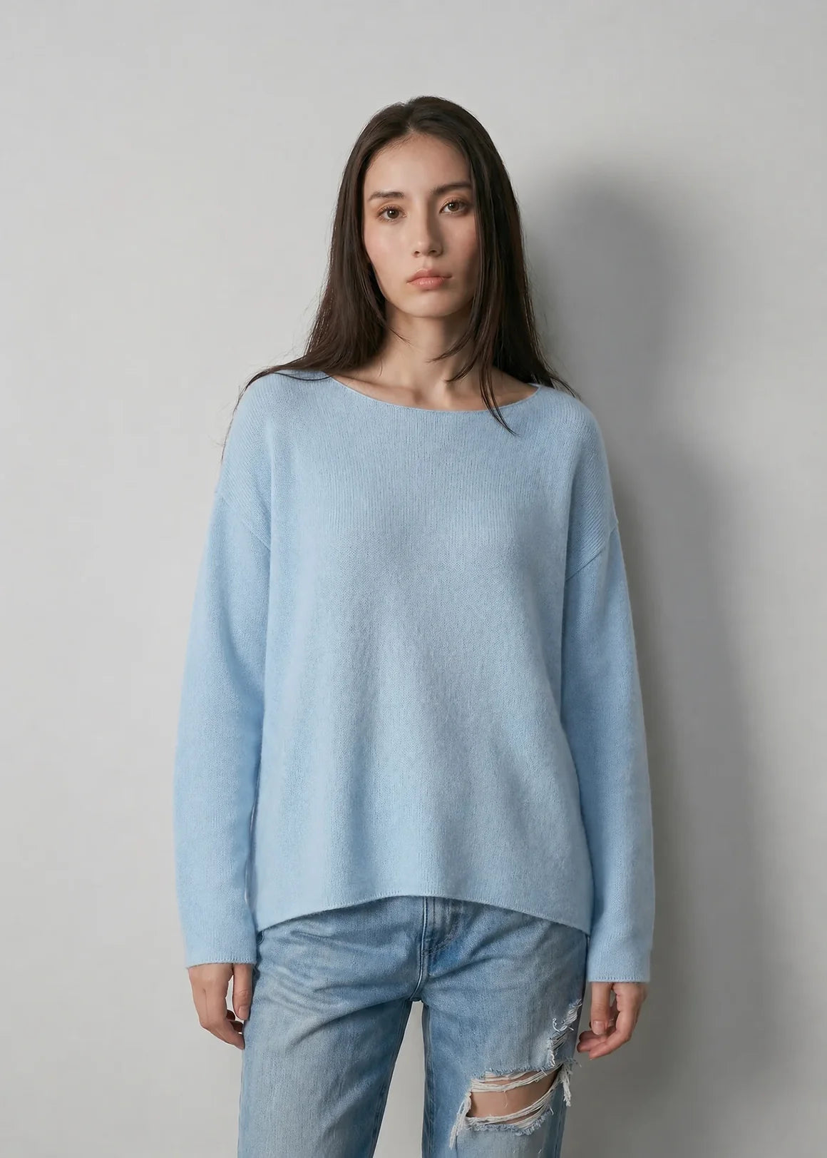 Aleger Cashmere Blend Clouded Top Siren Blue