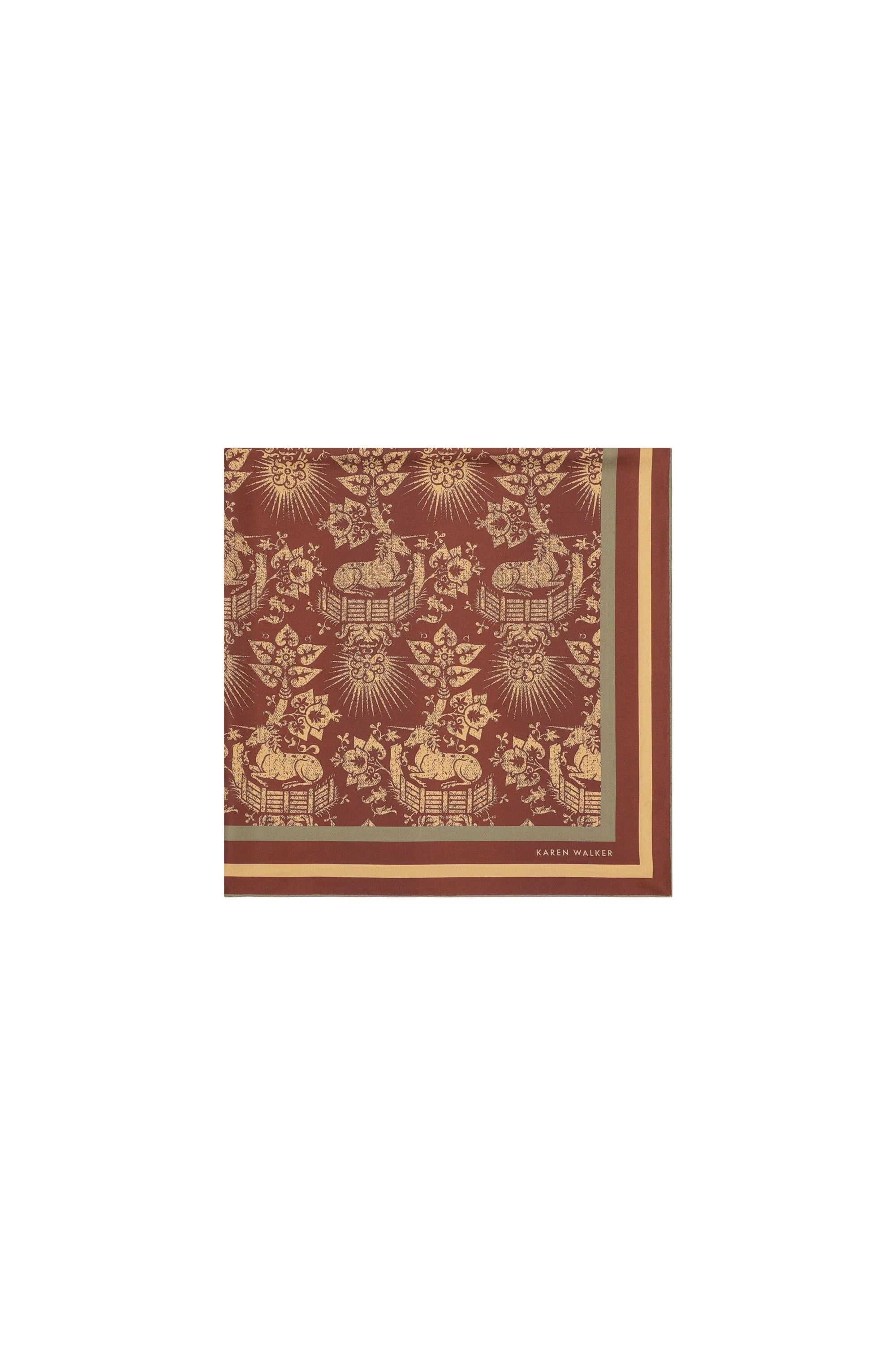 Karen Walker Unicorn Classic Silk Scarf Chocolate Multi