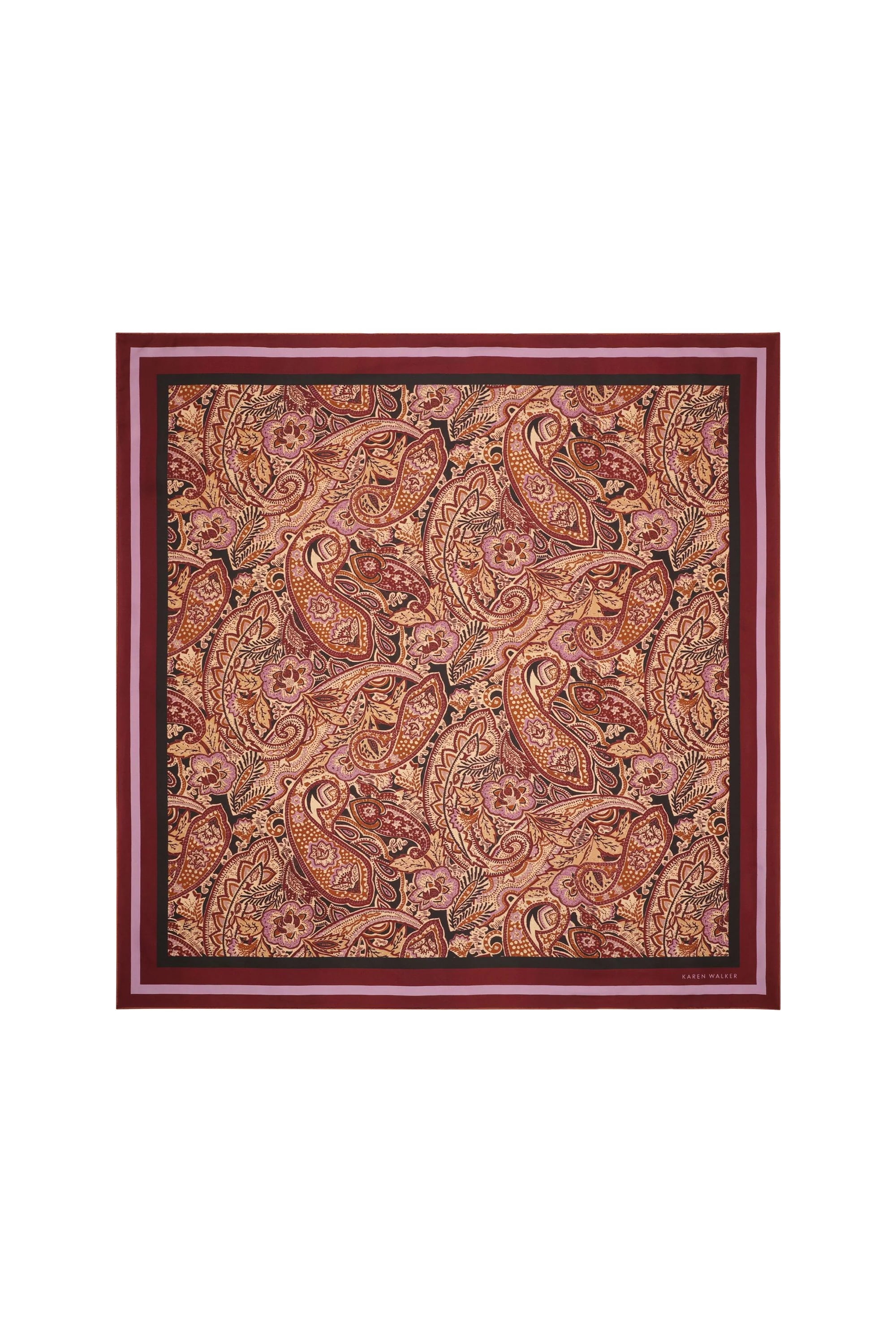 Karen Walker Paisley Silk Classic Scarf Burgundy Multi