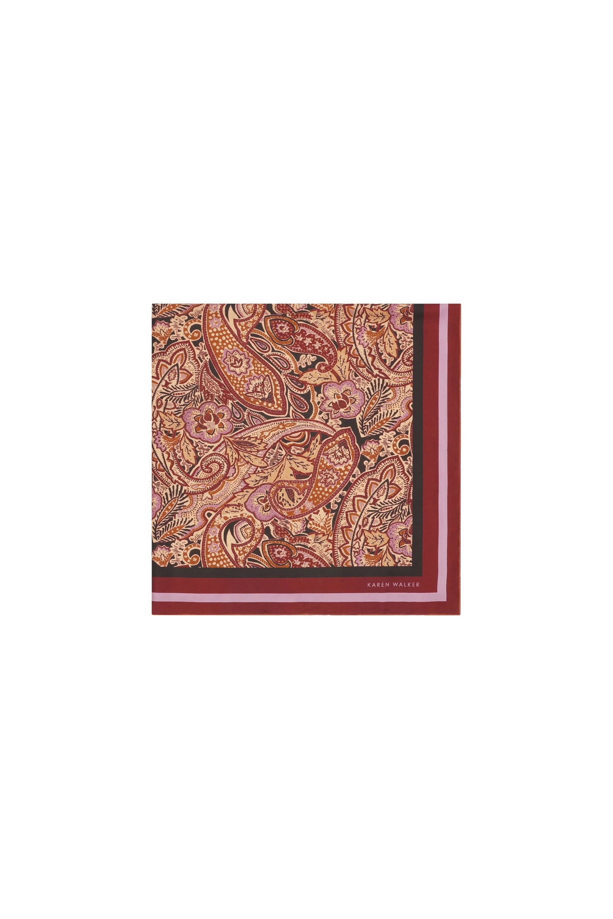 Karen Walker Paisley Silk Classic Scarf Burgundy Multi