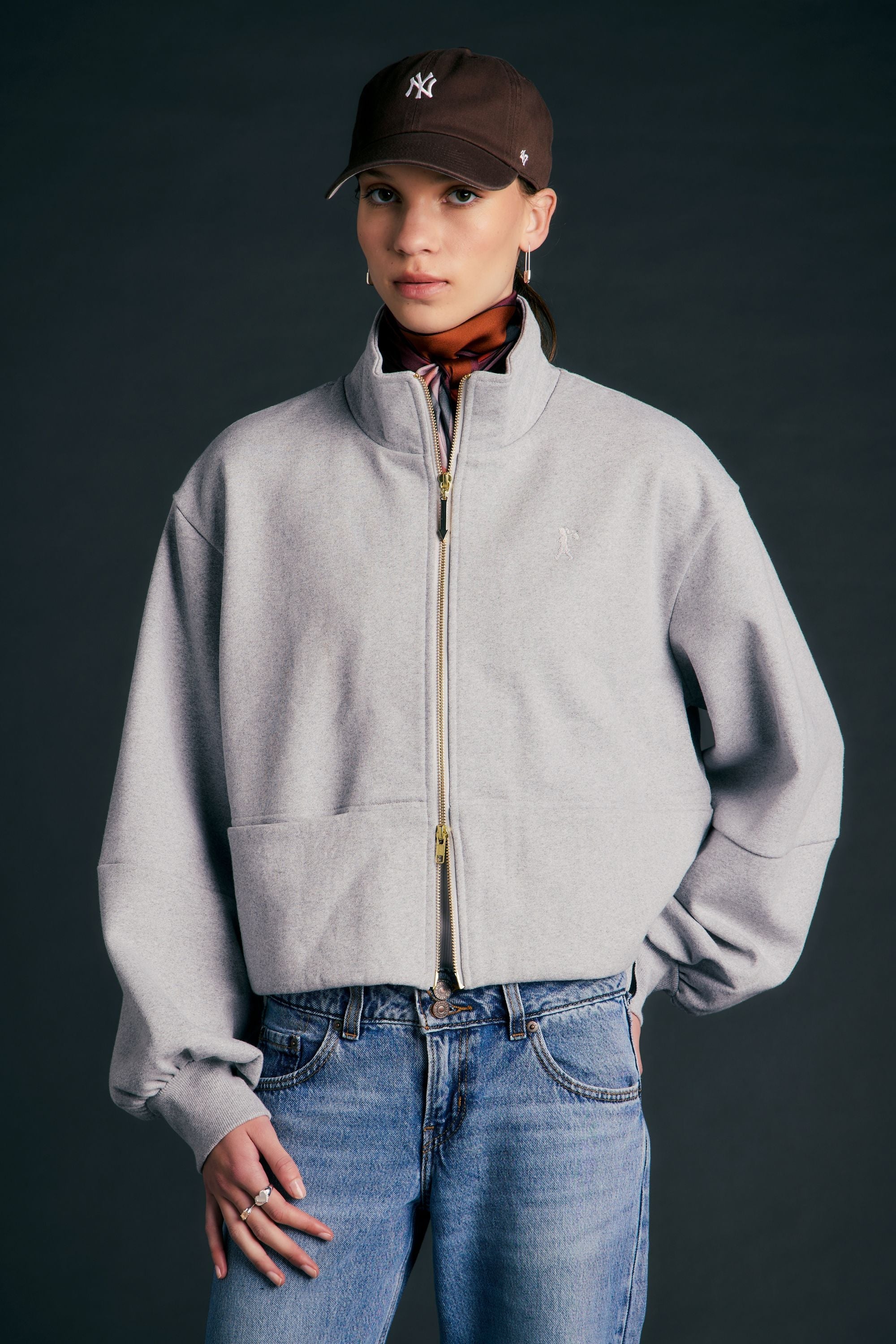 Karen Walker Runaway Zip Front Sweatshirt Grey