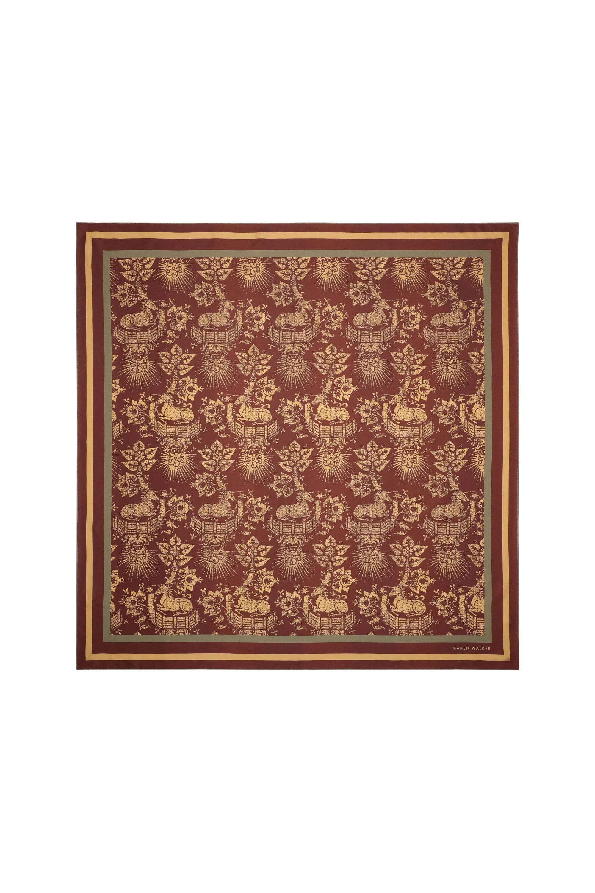 Karen Walker Unicorn Classic Silk Scarf Chocolate Multi